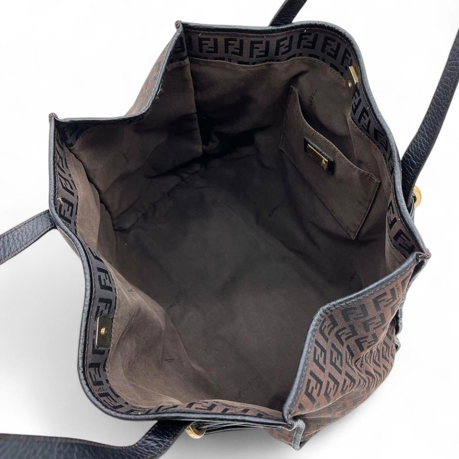 Fendi Fendi - Brown FF Logo Canvas Tote Bag Size ONE SIZE - 7 Thumbnail