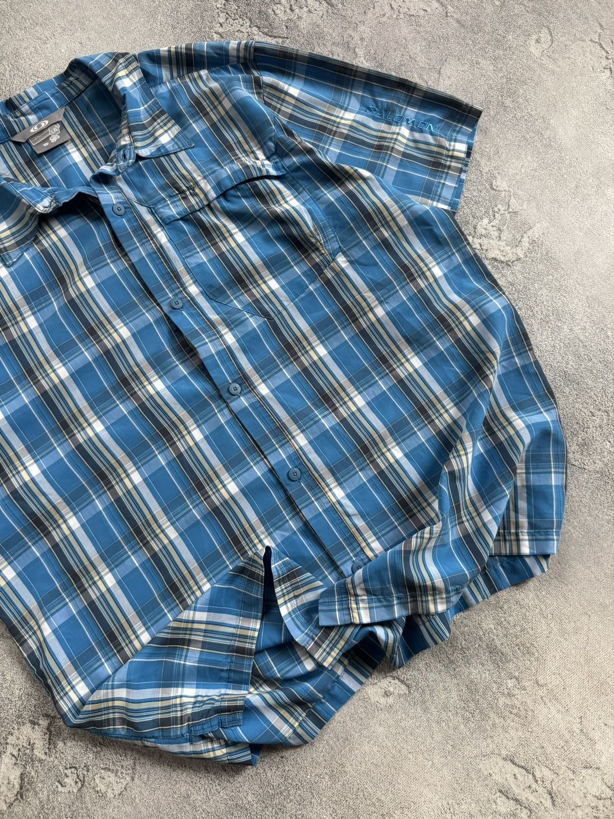 Salomon Salomon L Chekered button up shirt short sleeve outdoor 00s Size US L / EU 52-54 / 3 - 3 Thumbnail