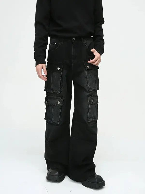 Vintage Kato Vintage multi-pocket distressed cargo wide-leg jeans Size US 32 / EU 48 - 2 Thumbnail