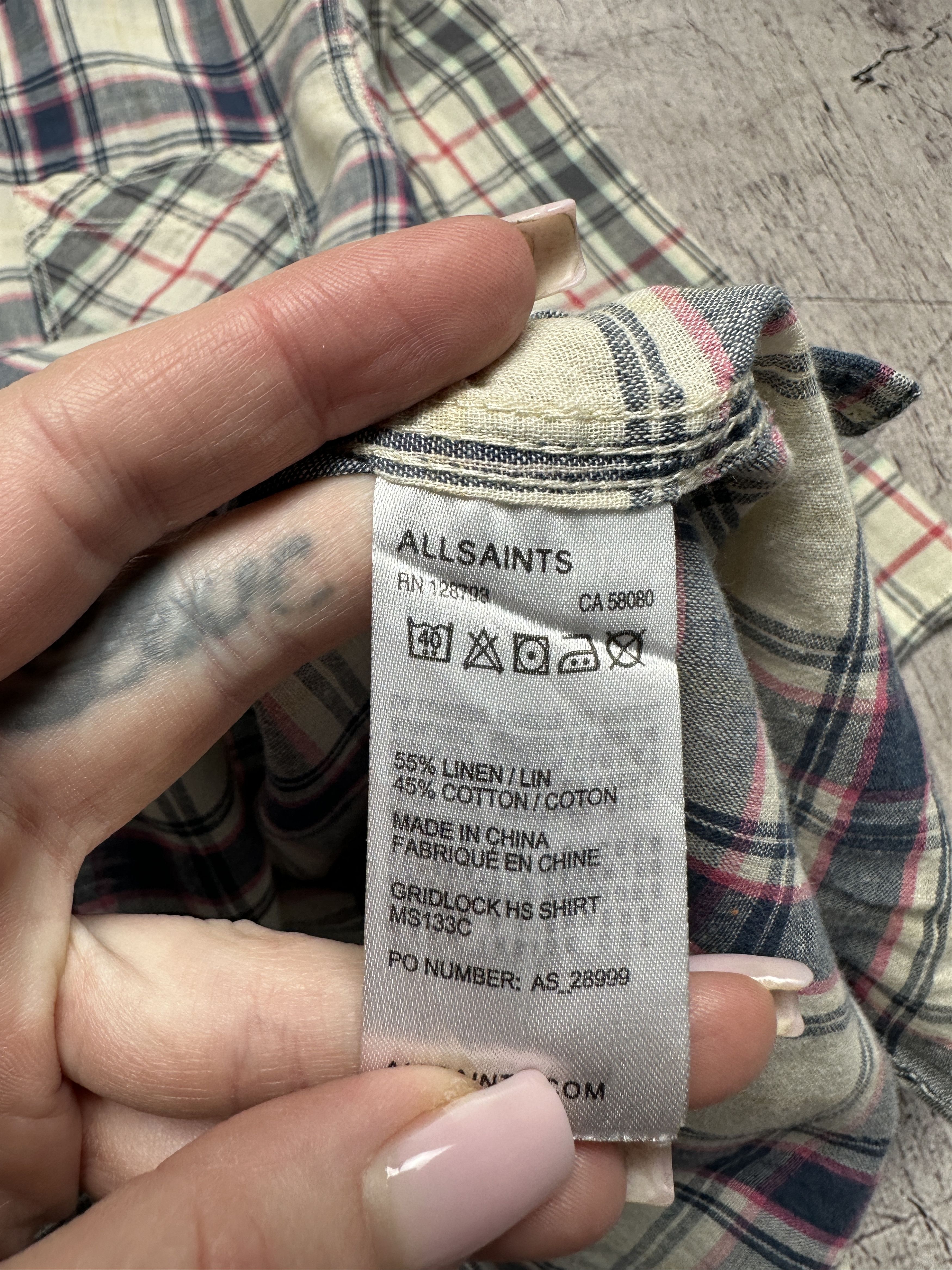 Allsaints Allsaints Gridlock Mens Cotton-Linen Short Sleeve Shirt Size US S / EU 44-46 / 1 - 4 Thumbnail