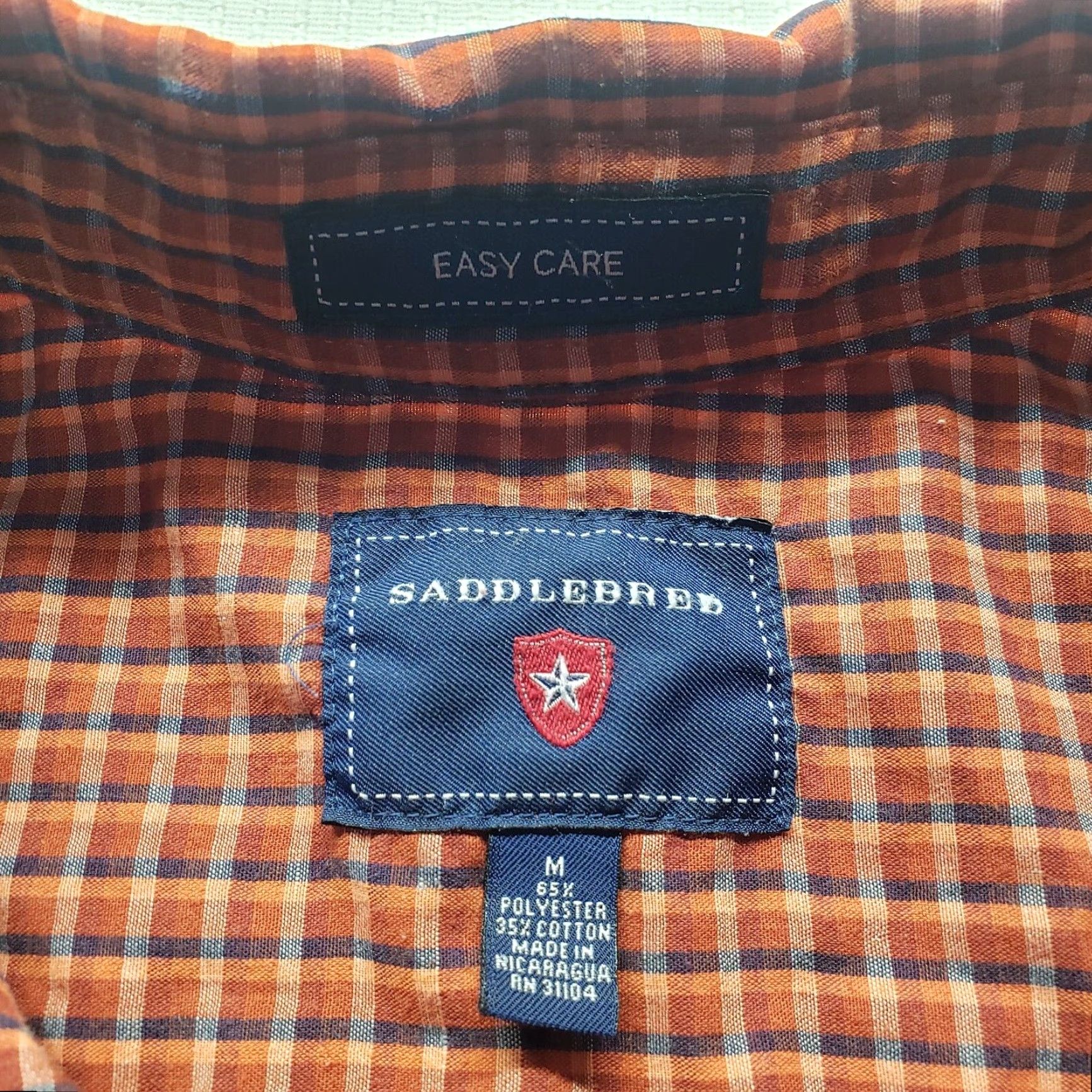 Vintage Saddlebred Orange Plaid Easy Care Classic Fit Long Sleeve Button-Up Shirt Men's Medium Size US M / EU 48-50 / 2 - 3 Thumbnail