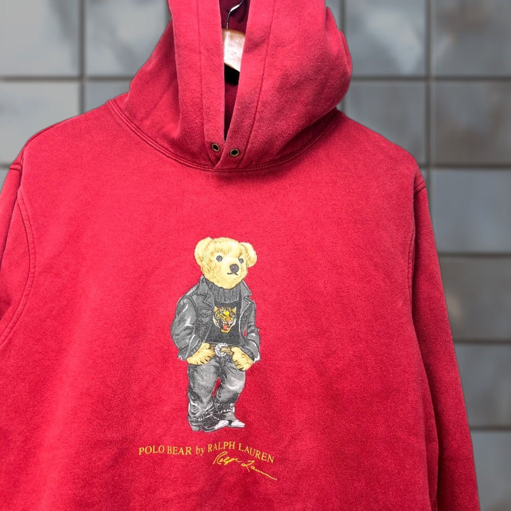 Polo Ralph Lauren Vintage Polo Ralph Lauren Hoodie L Men Red Cotton Fleece Hooded Bear - 90s? Size US L / EU 52-54 / 3 - 1 Thumbnail