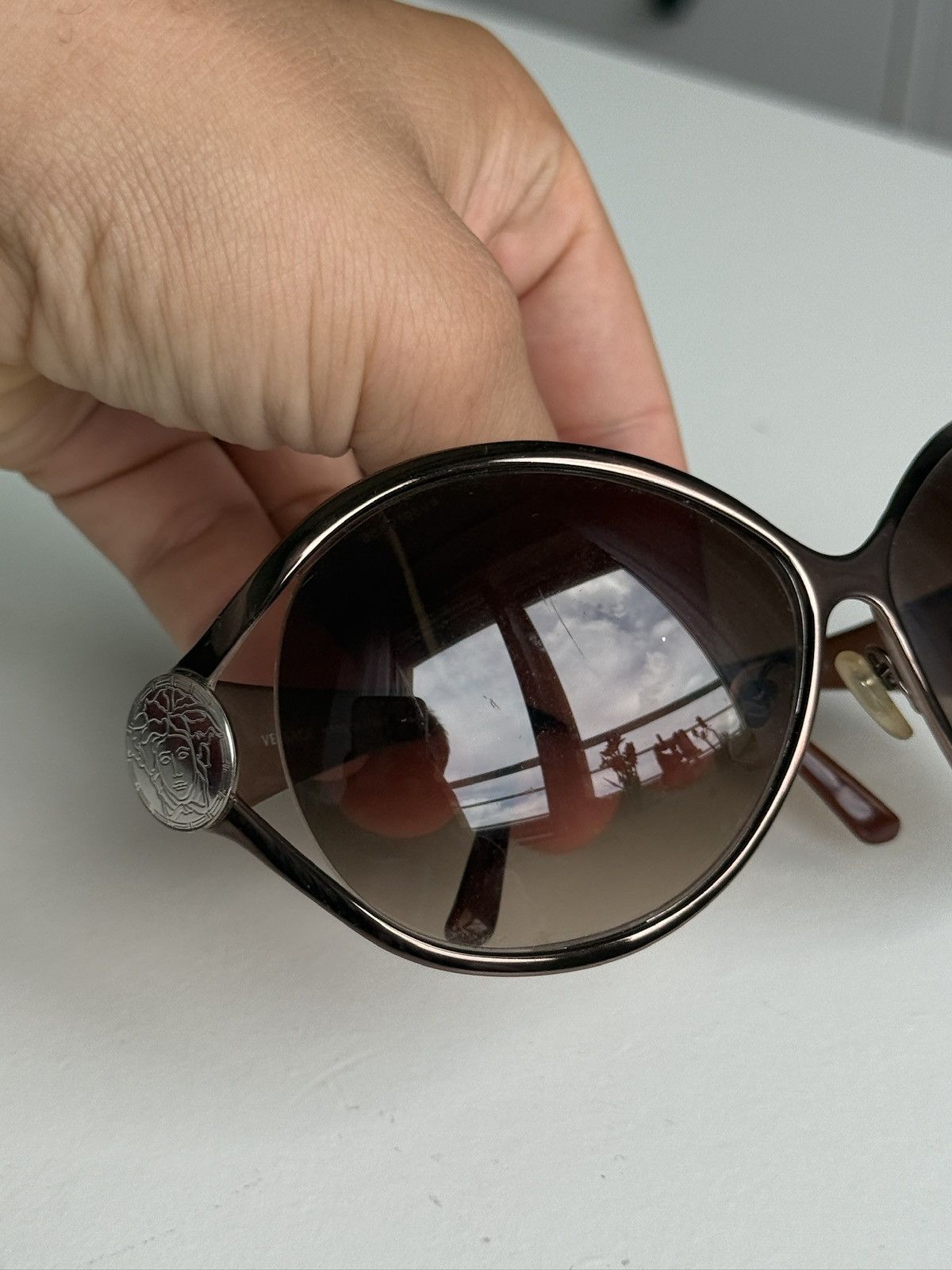 Designer Vintage Versace rosegold oversized sunglasses designer luxury Size ONE SIZE - 10 Thumbnail