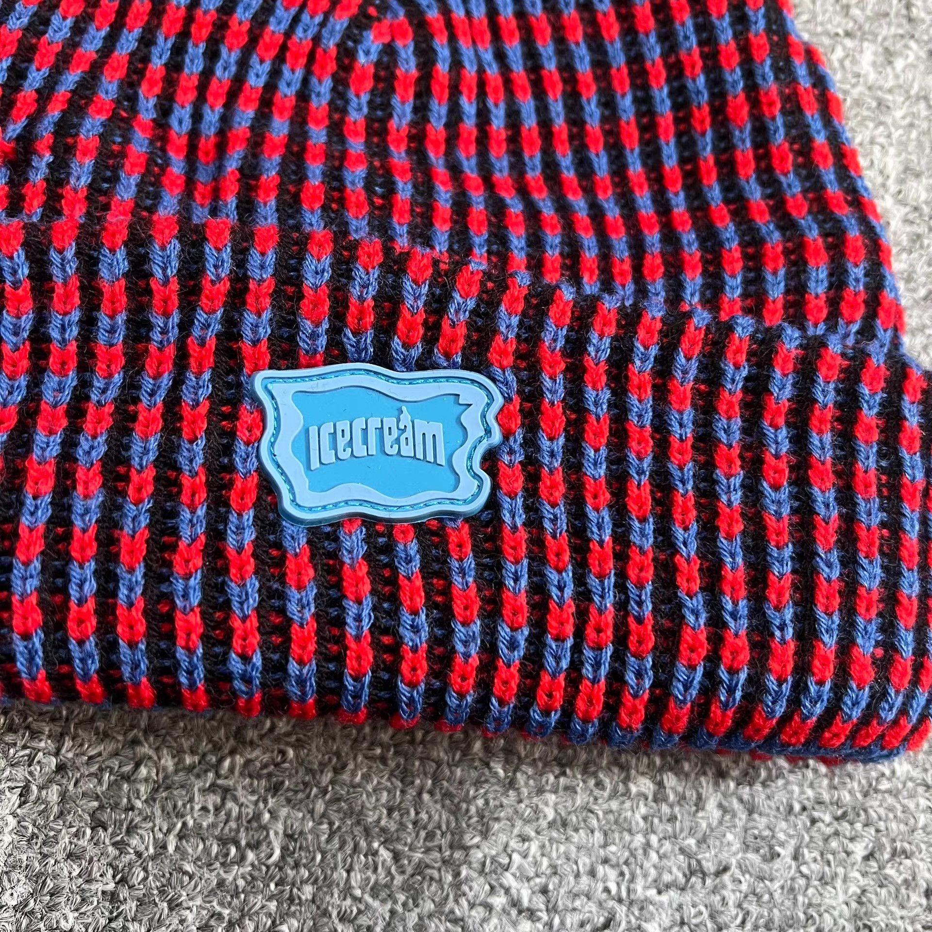 Billionaire Boys Club BBC ICECREAM speckled IC rubber patch knit beanie Q7 Size ONE SIZE - 3 Thumbnail