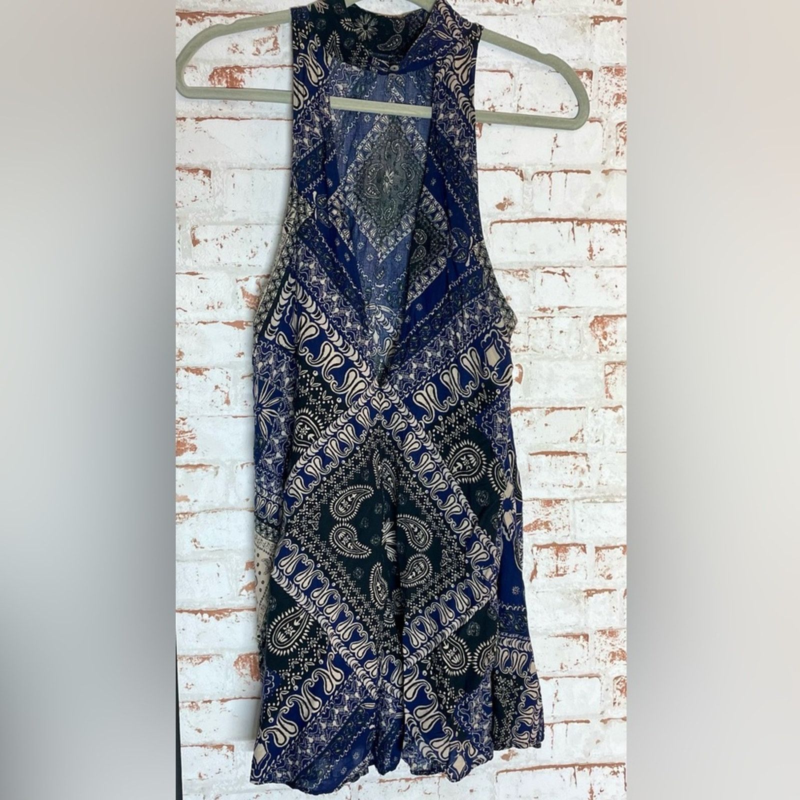 Free People Intimately by Free People Asymmetrical Blue Paisley Dress Size S / US 4 / IT 40 - 2 Thumbnail