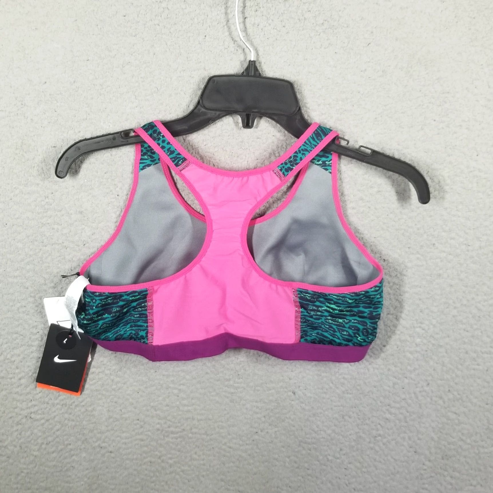 Nike Nike PRO Bra Womens Large Teal Pink Venom Printed Sports Bra Size ONE SIZE - 3 Thumbnail