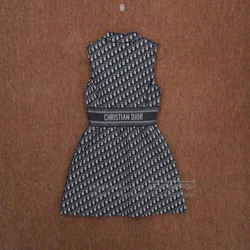 Dior Dior Navy Blue Embroidered Sleeveless Dress . Size S / US 4 / IT 40 - 2 Thumbnail