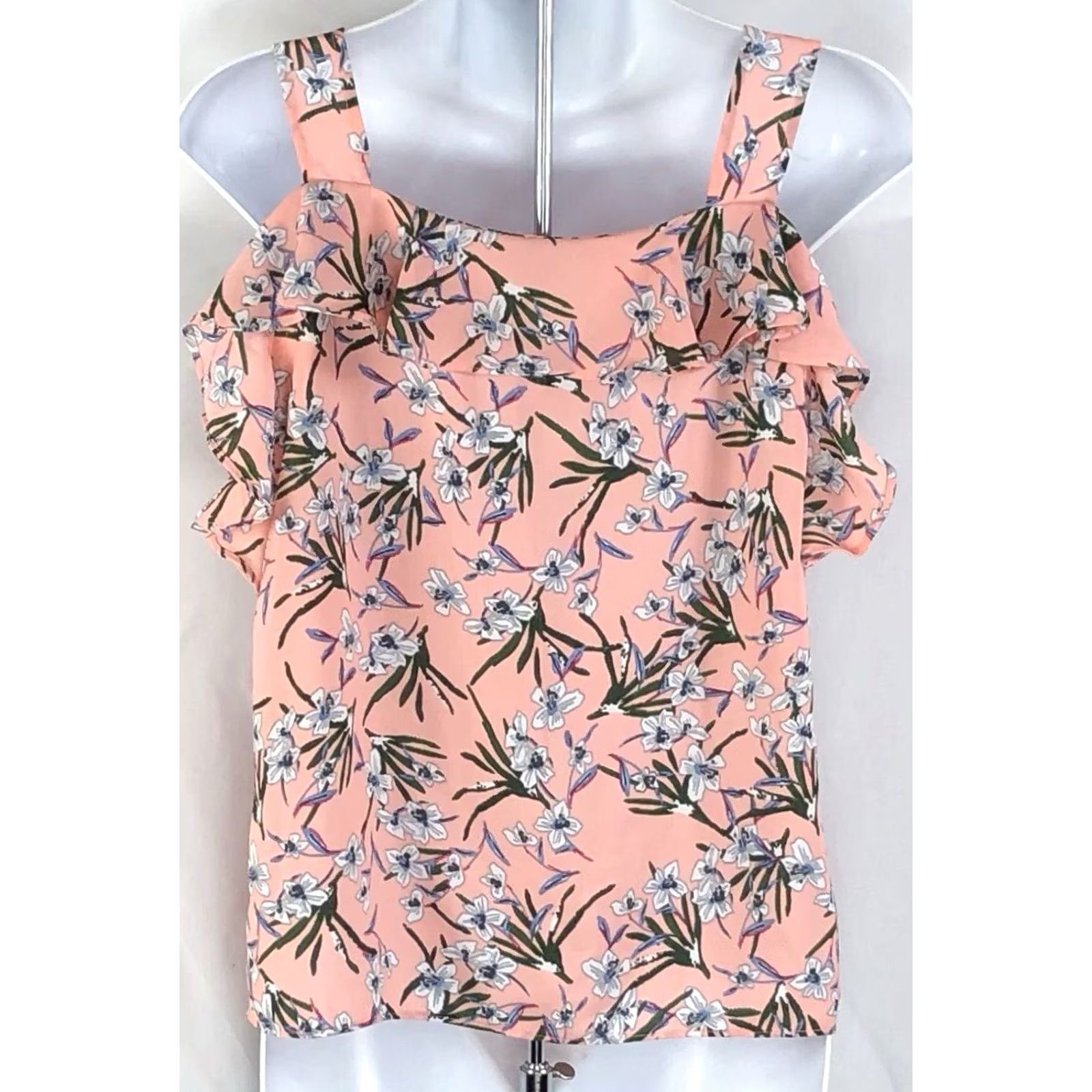 Banana Republic Banana Republic Tank Cami Top XS Peach Floral Tiered Ruffles Boho Coconut Girl Womens Size XS / US 0-2 / IT 36-38 - 3 Thumbnail