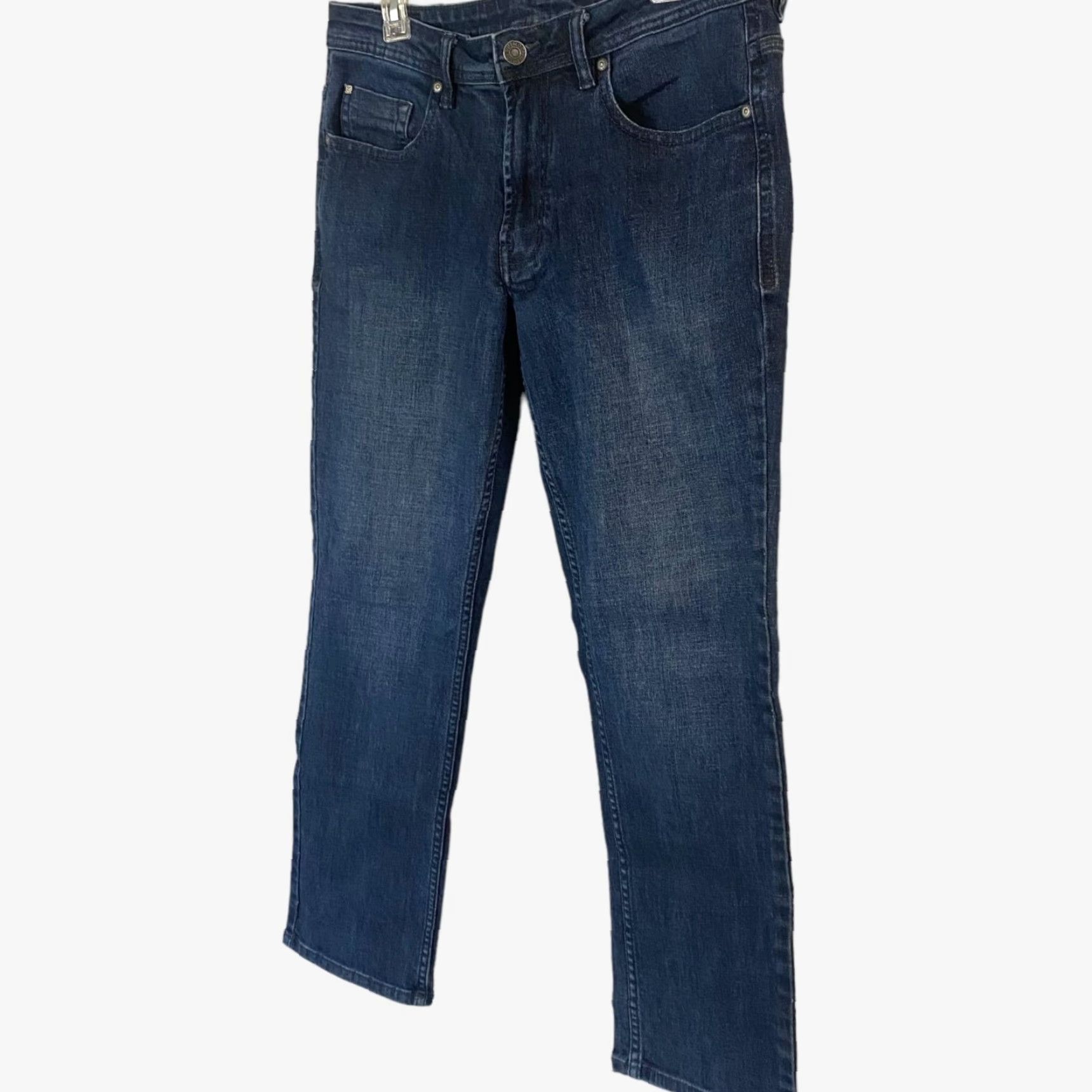 Buffalo David Bitton Buffalo David Bitton Jackson-X Jeans Mens 32X30 Dark Blue Denim Straight Stretch Jeans Mens 32X30 Blue Denim Straight Leg 5-Pocket Design Mens Size US 32 / EU 48 - 2 Thumbnail