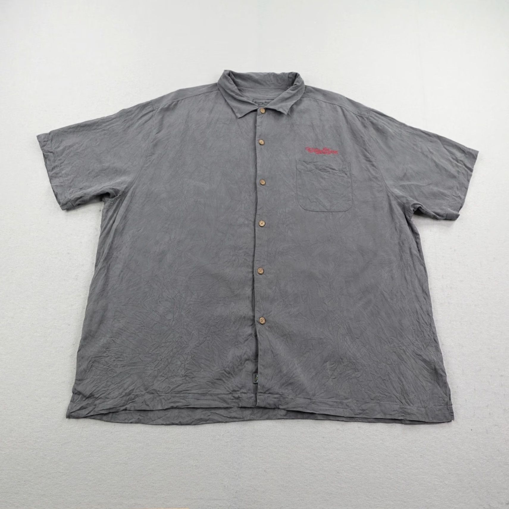 Tommy Bahama TOMMY BAHAMA Shirt Mens 3XL Gray Silk Embroidered V Sattui Winery Tropical Beach Classic Button-Up Size US XXL / EU 58 / 5 - 2 Thumbnail