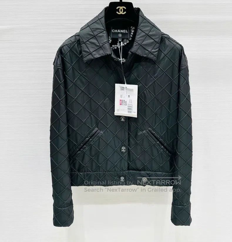 Chanel Chanel 25M black silk diamond plaid lapel long-sleeved jac Size XXS / US 00 / IT 34 - 1 Thumbnail