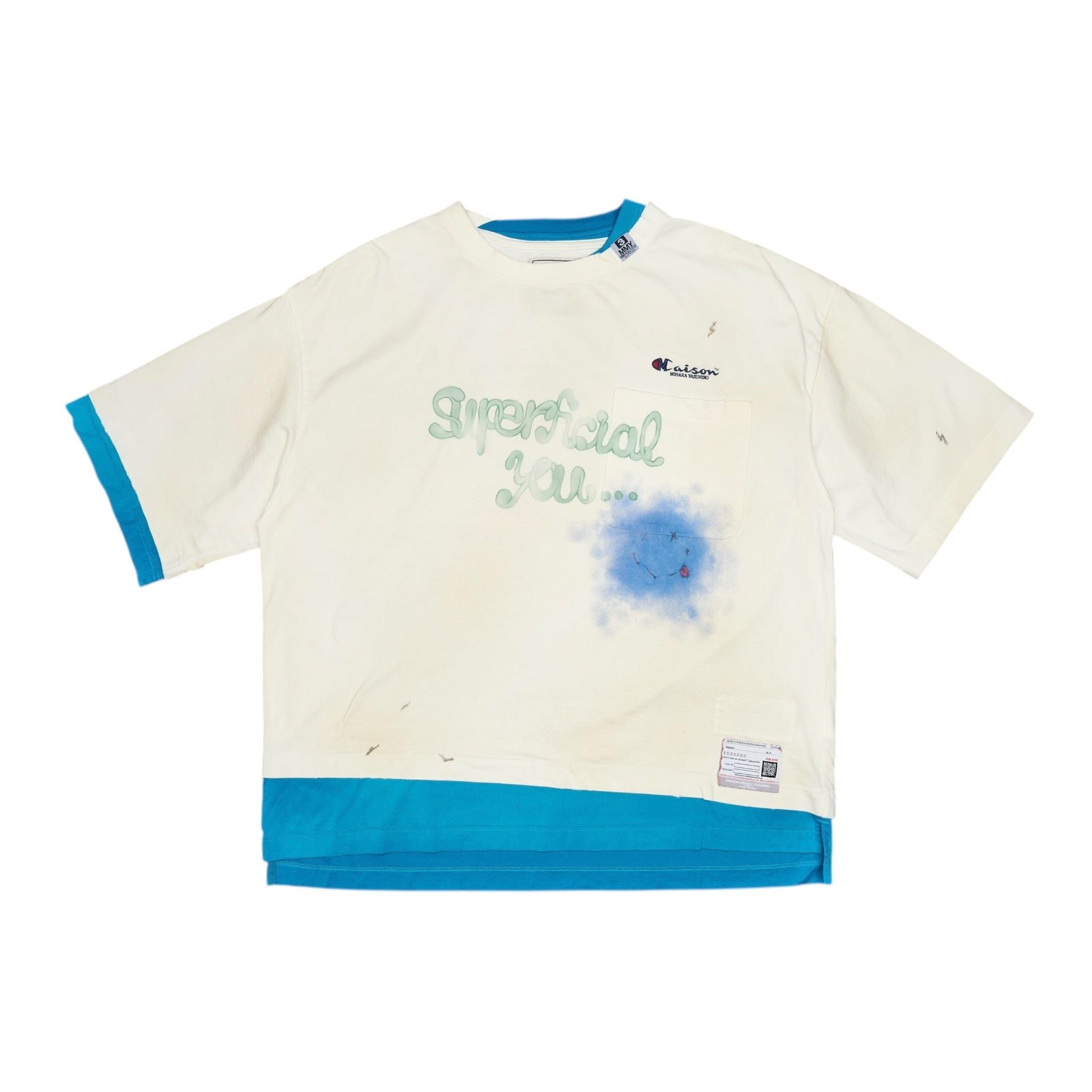 Maison MIHARA YASUHIRO Superficial Re-Worked Short Sleeve Tee Shirt Cream Multi Size US XL / EU 56 / 4 - 1 Thumbnail