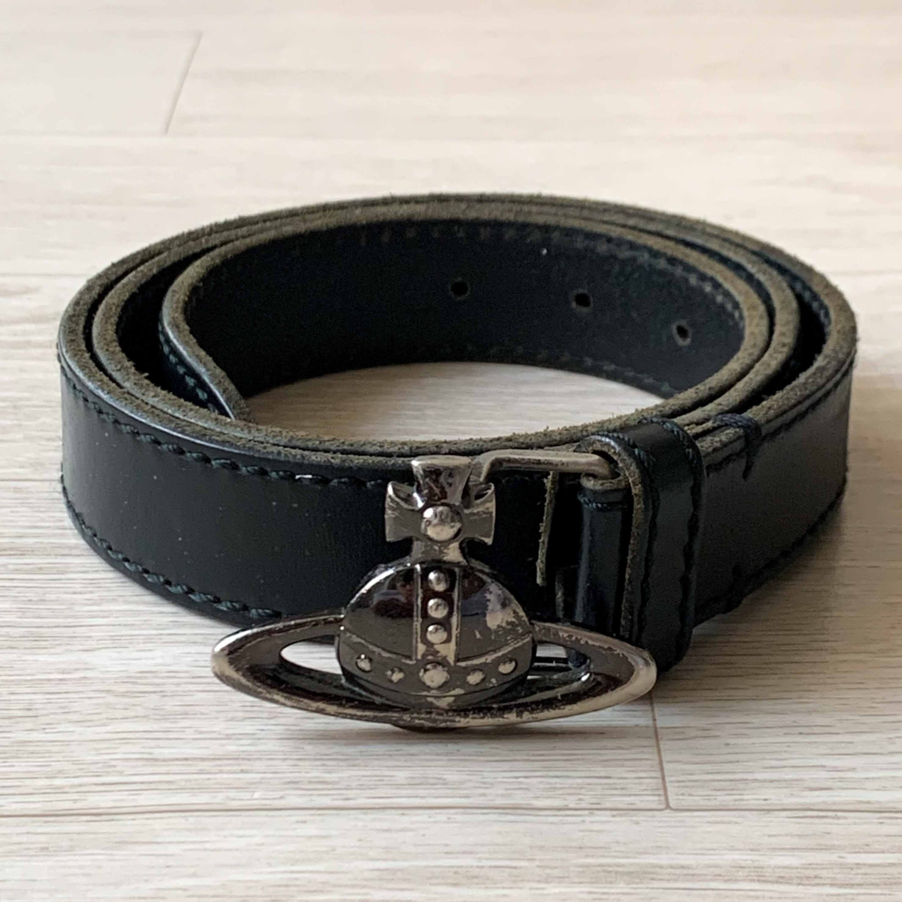 image of Vivienne Westwood Leather Belt in Black, Men's