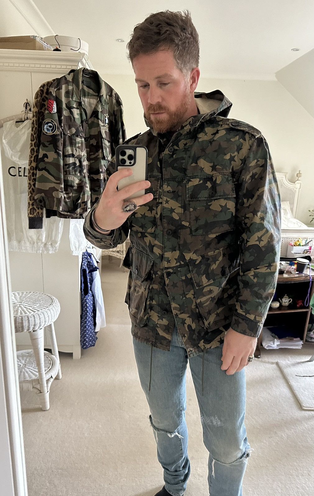 $2189 Saint Laurent camo star hoodie jacket XL grail