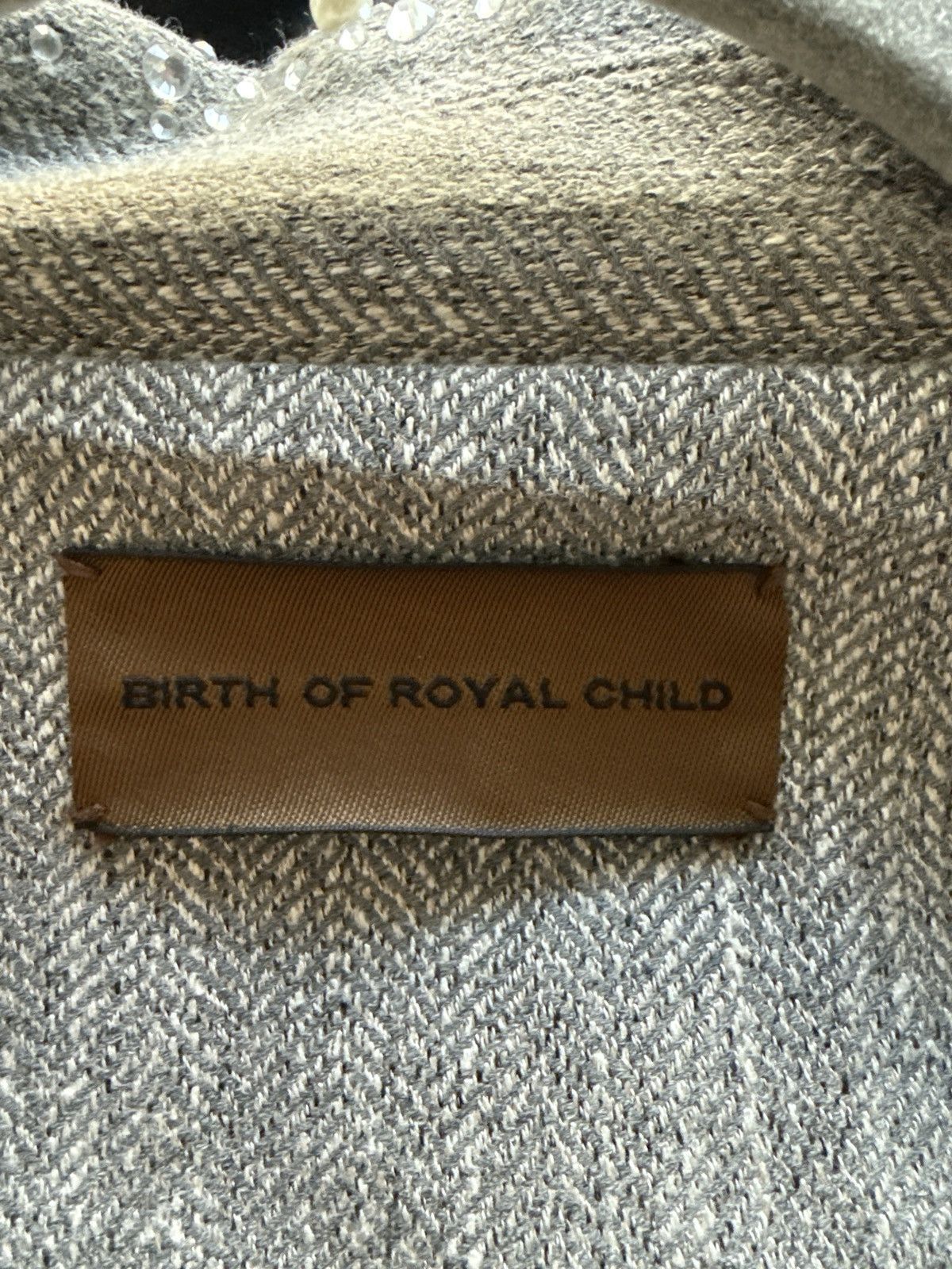 Birth of Royal Child Rhinestone Zipper Work Jacket 'Light Grey' Size US M / EU 48-50 / 2 - 4 Thumbnail