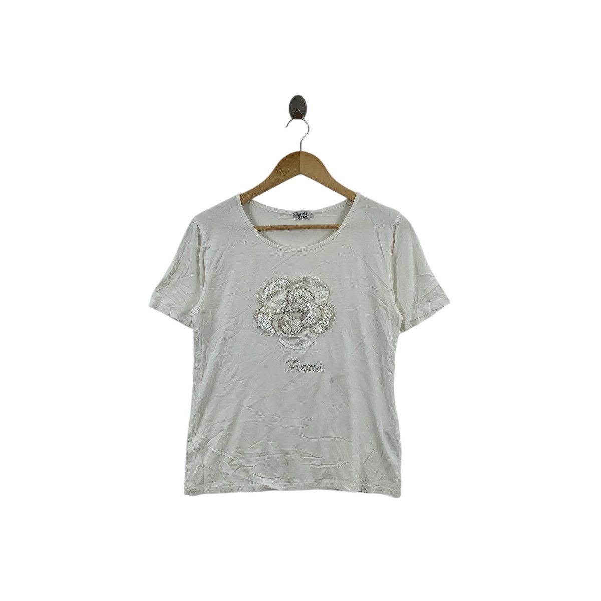 Mou Vintage MOU ITALY FLORAL Sequinned Rhinestone Tee Shirt Top Size XS / US 0-2 / IT 36-38 - 1 Thumbnail
