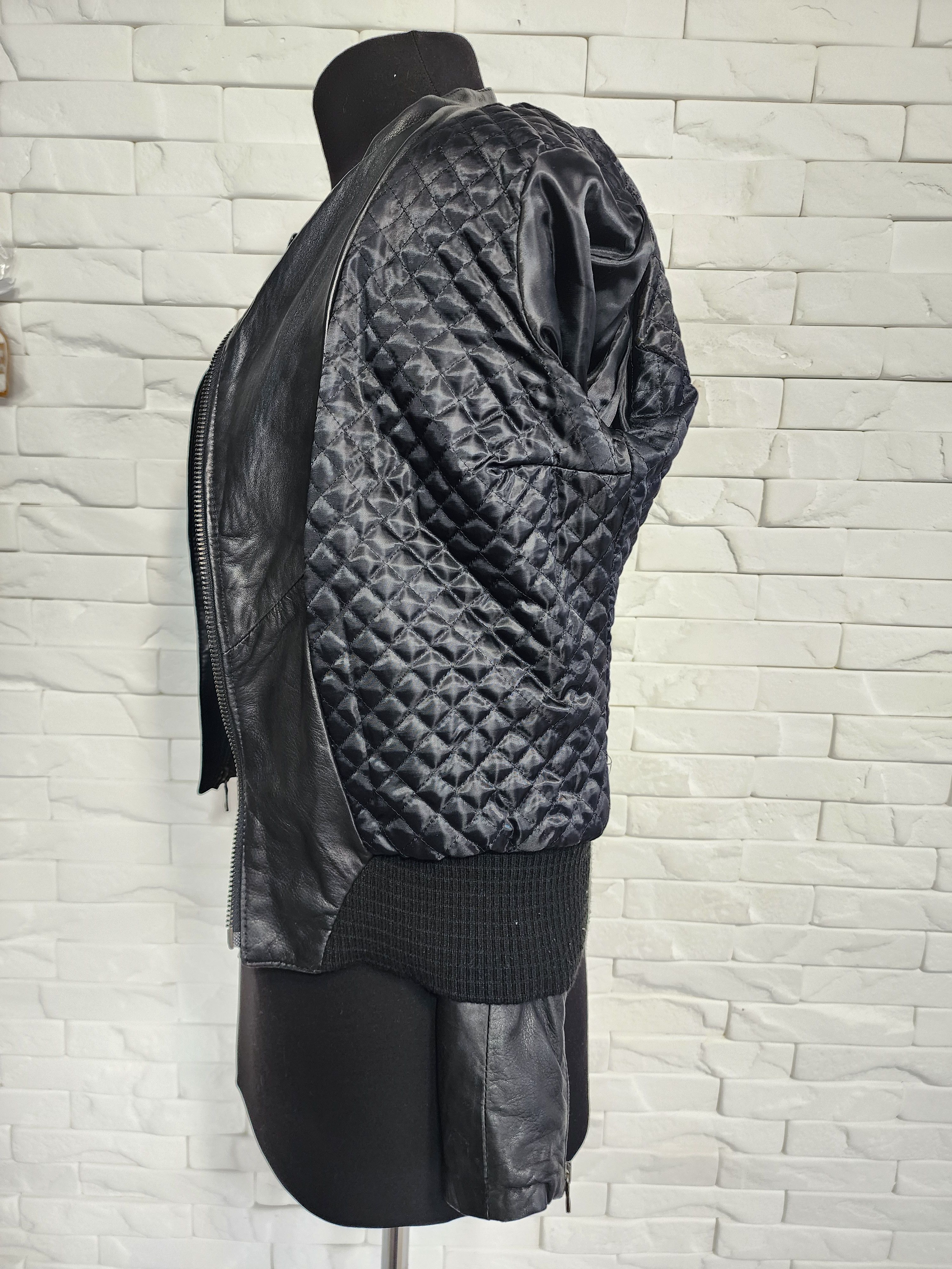 Other Black Leather Women's Jacket: Zippered Stand-Up Collar. Size L / US 10 / IT 46 - 10 Thumbnail