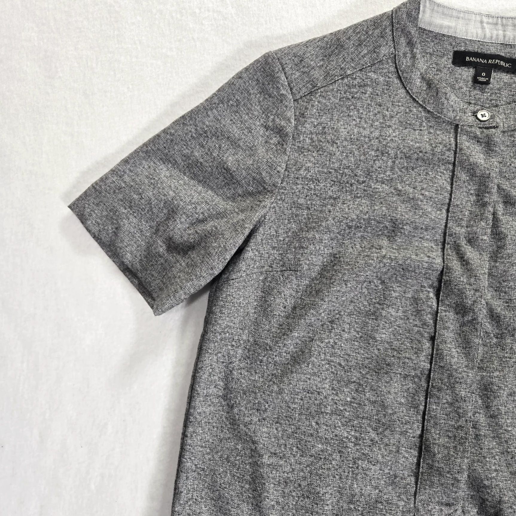 Banana Republic Banana Republic Shirt Dress Womens Size 0 Heather Gray Short Sleeve Pockets Button Size XS / US 0-2 / IT 36-38 - 4 Thumbnail
