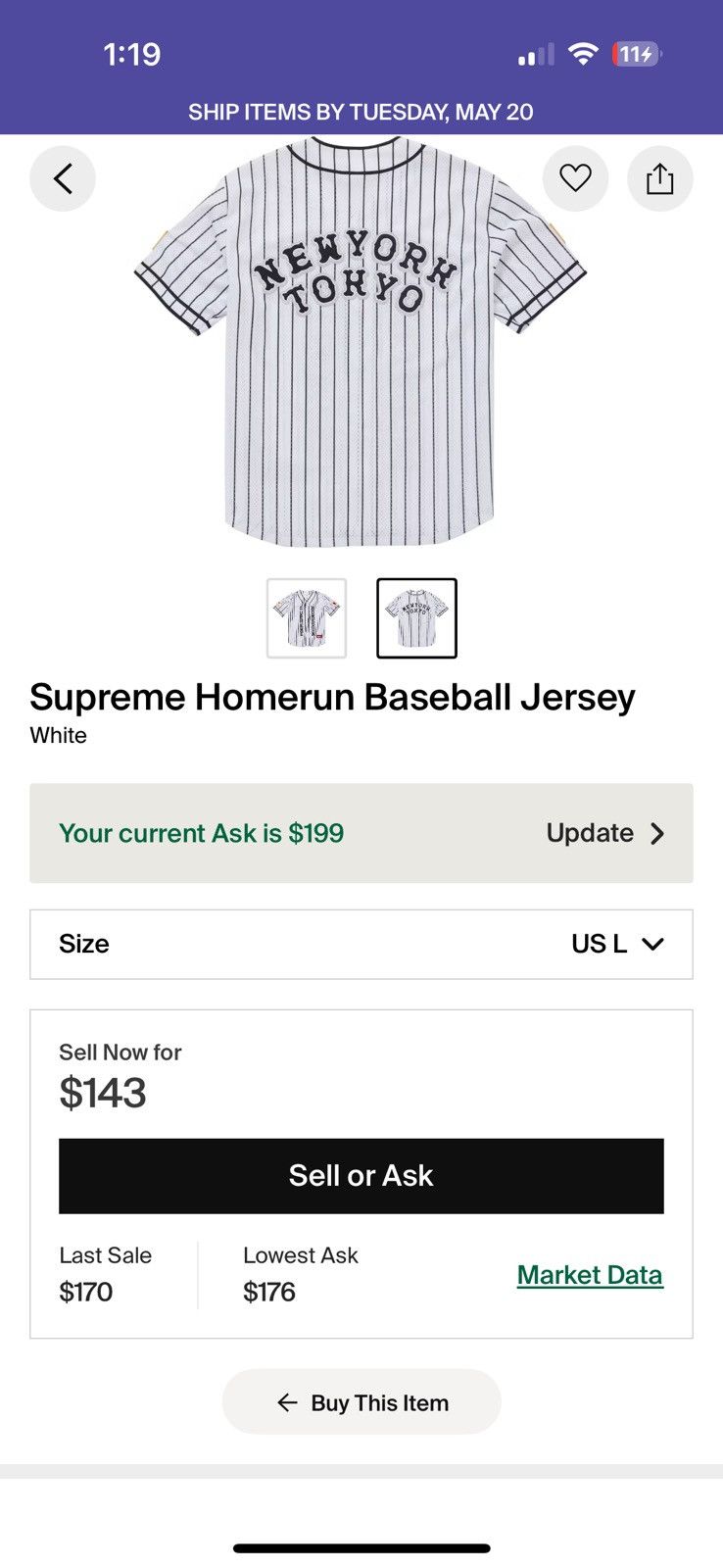 Supreme Supreme x homerun baseball jersey Size US L / EU 52-54 / 3 - 4 Thumbnail