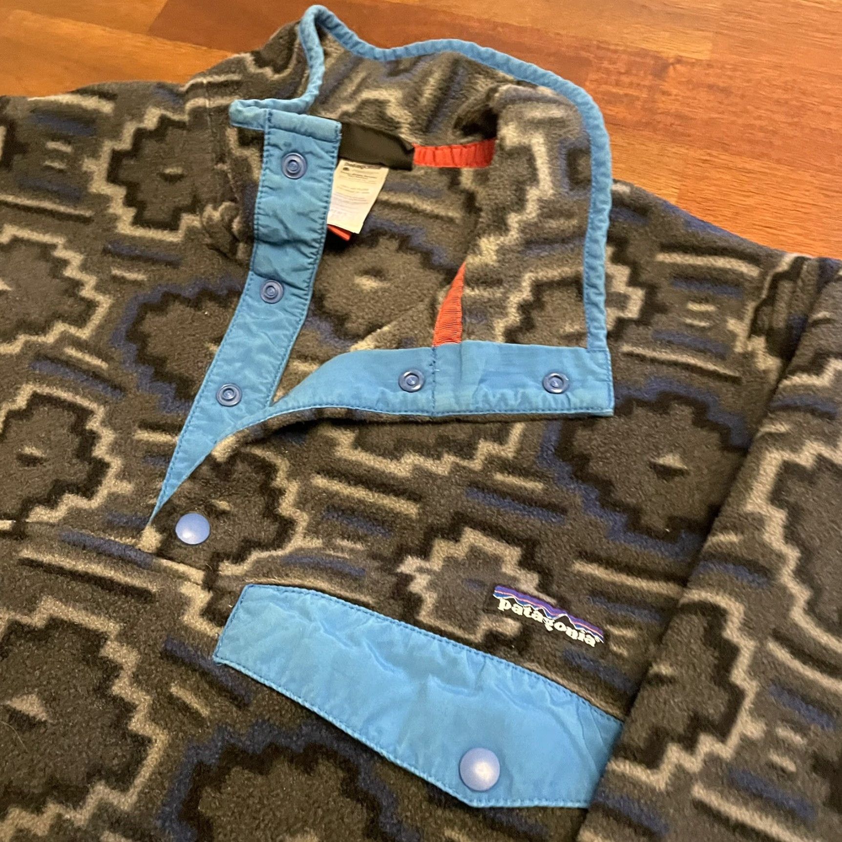 Patagonia Patagonia Synchilla Snap-T Aztec Fleece Pullover Jacket XS-XL Blue Logo Mens Pullover Aztec Wave Print Size US L / EU 52-54 / 3 - 3 Thumbnail