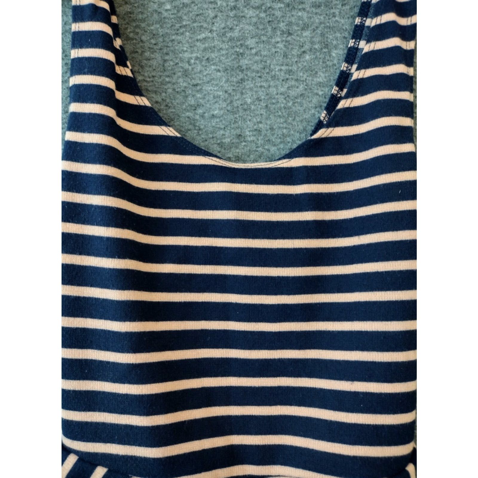 Vintage Love, Fire Striped Sleeveless Peplum Dress Back Open Tan/Blue Size S Size S / US 4 / IT 40 - 3 Thumbnail