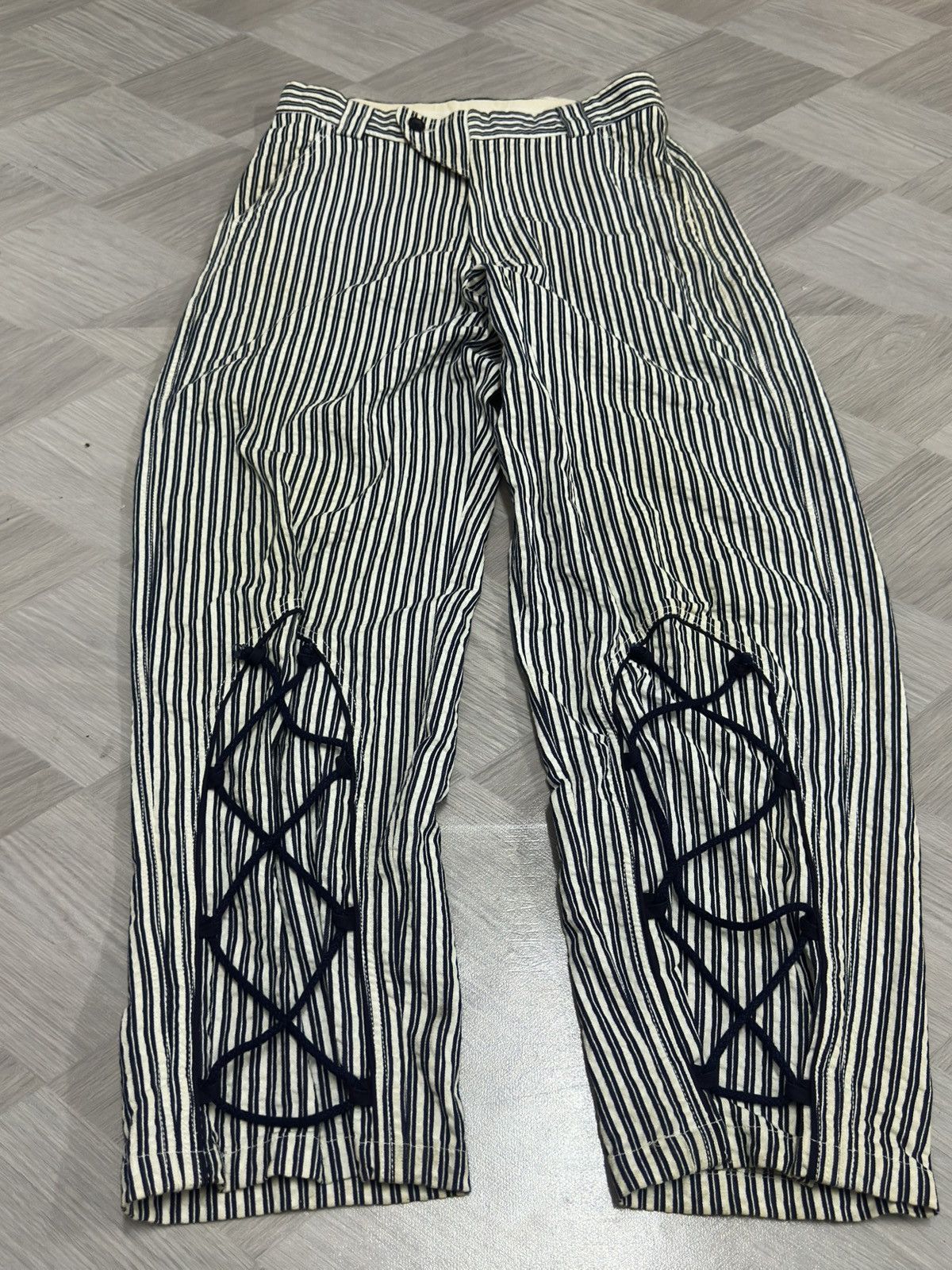 Giorgio Armani Vtg Emporio Armani Vertical Stripe Adjustable String Pant Size US 29 - 4 Thumbnail