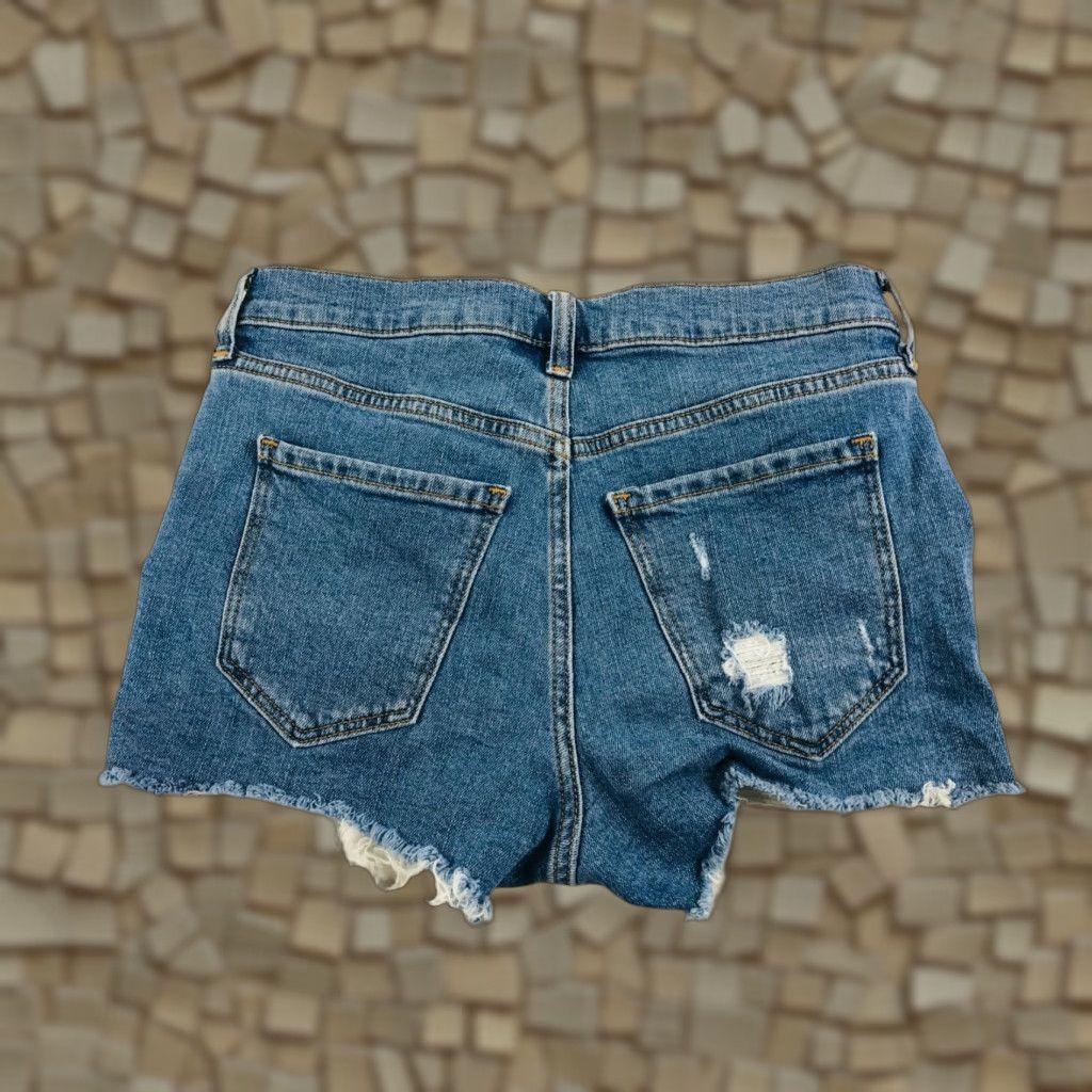Old Navy Old Navy Shorts Women's 0 Blue Denim Distressed Boyfriend Rah Hem Mid Rise Regular Womens Jeans Shorts Size 25" / US 0 / IT 36 - 1 Thumbnail