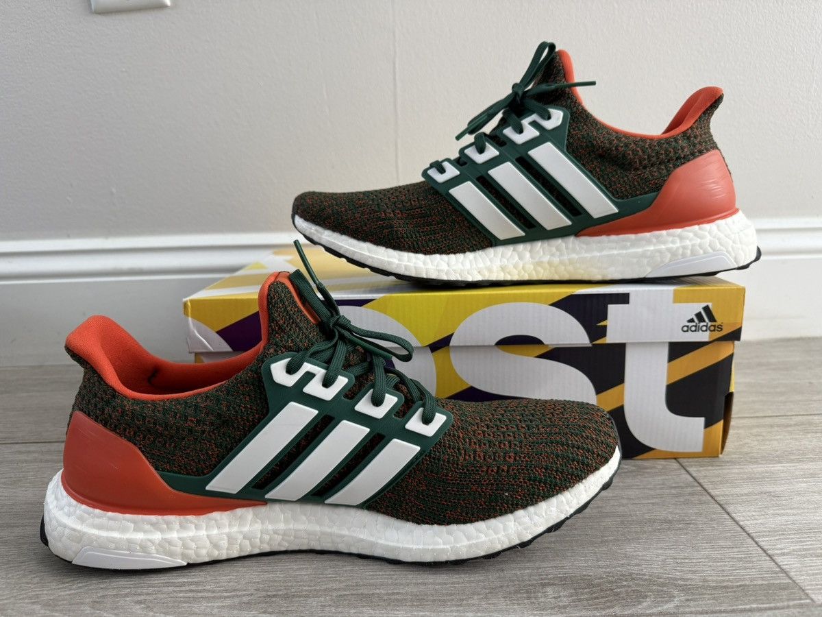 Adidas ADIDAS UltraBoost 4.0 Miami Hurricanes Green White Orange 12 Size US 12 / EU 45 - 2 Thumbnail
