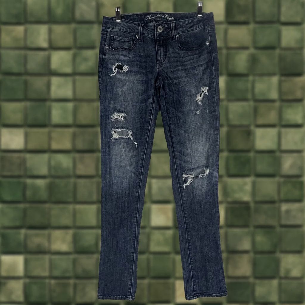American Eagle Outfitters American Eagle Outfitters Jeans Size 4 Regular Women Low Rise Blue Denim Stretch Skinny 5-Pocket Size 27" / US 4 / IT 40 - 1 Thumbnail