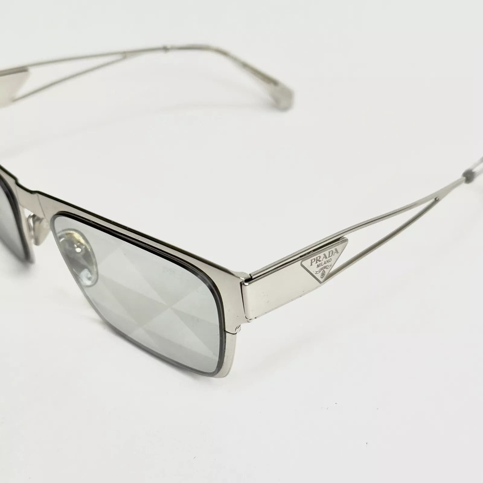Prada PRADA TAMPO TRIANGLE Silver Mirrored PRA71Z 71Z Fashion Size ONE SIZE - 7 Thumbnail