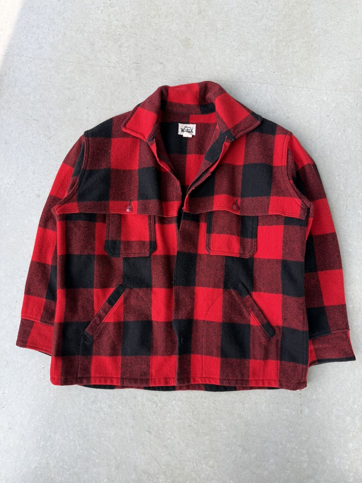 Vintage × Woolrich Woolen Mills Vintage Woolrich Red Buffalo Plaid Jacket Size US XL / EU 56 / 4 - 1 Thumbnail