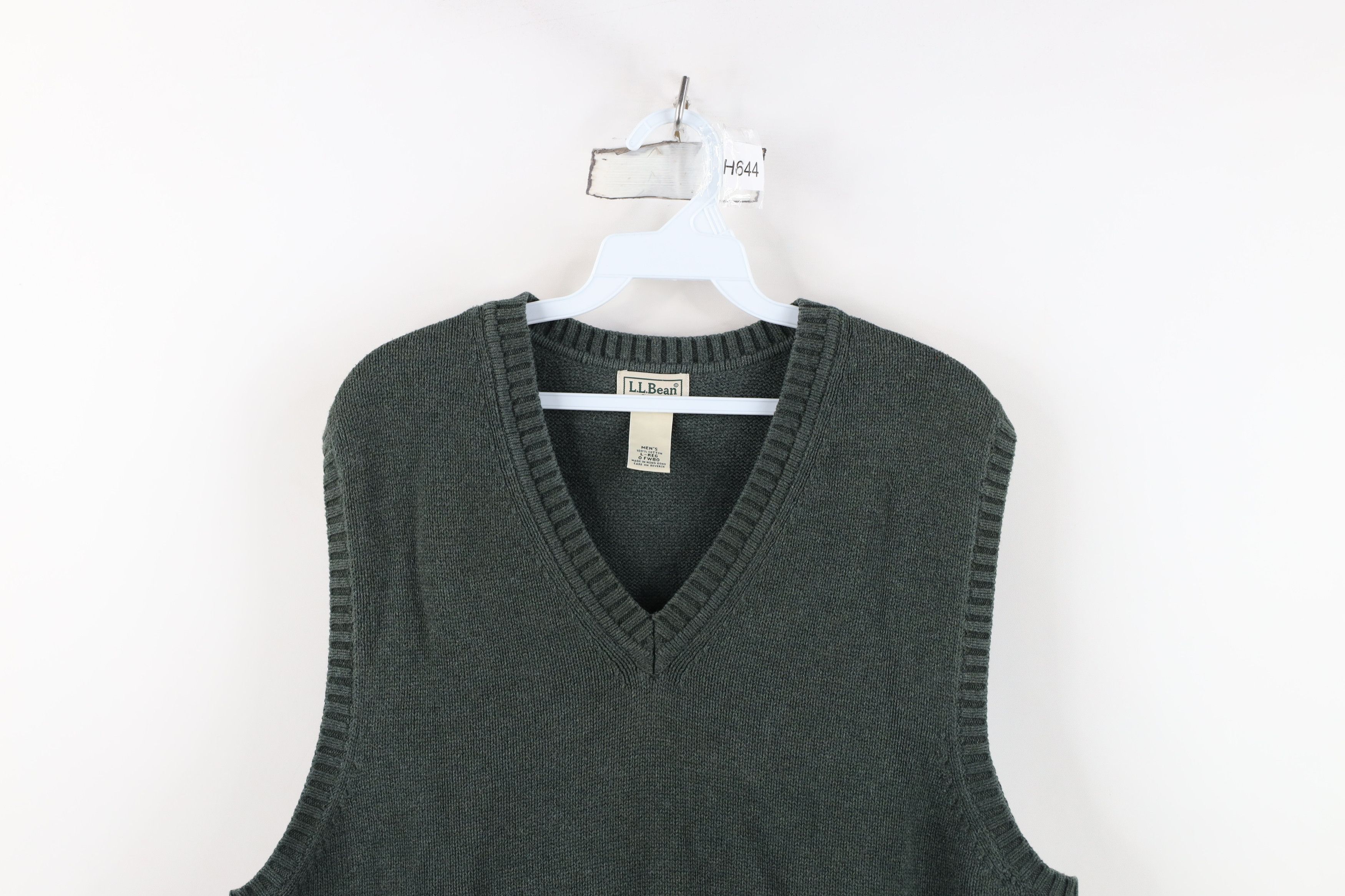L.L. Bean Vintage 90s LL Bean Cotton Knit V-Neck Sweater Vest Green Size US L / EU 52-54 / 3 - 2 Thumbnail