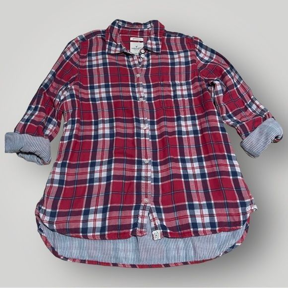 American Eagle Outfitters American Eagle Women's Button Down Plaid Shirt Medium Size M / US 6-8 / IT 42-44 - 5 Thumbnail