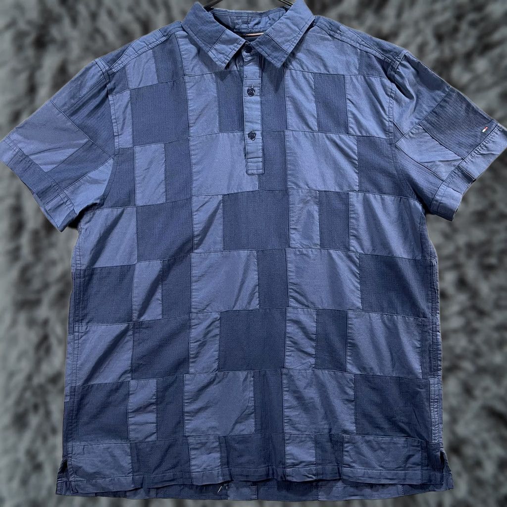 Tommy Hilfiger Tommy Hilfiger Shirt Mens XL Blue Patchwork Custom Fit Short Sleeve Casual Size US XL / EU 56 / 4 - 1 Thumbnail