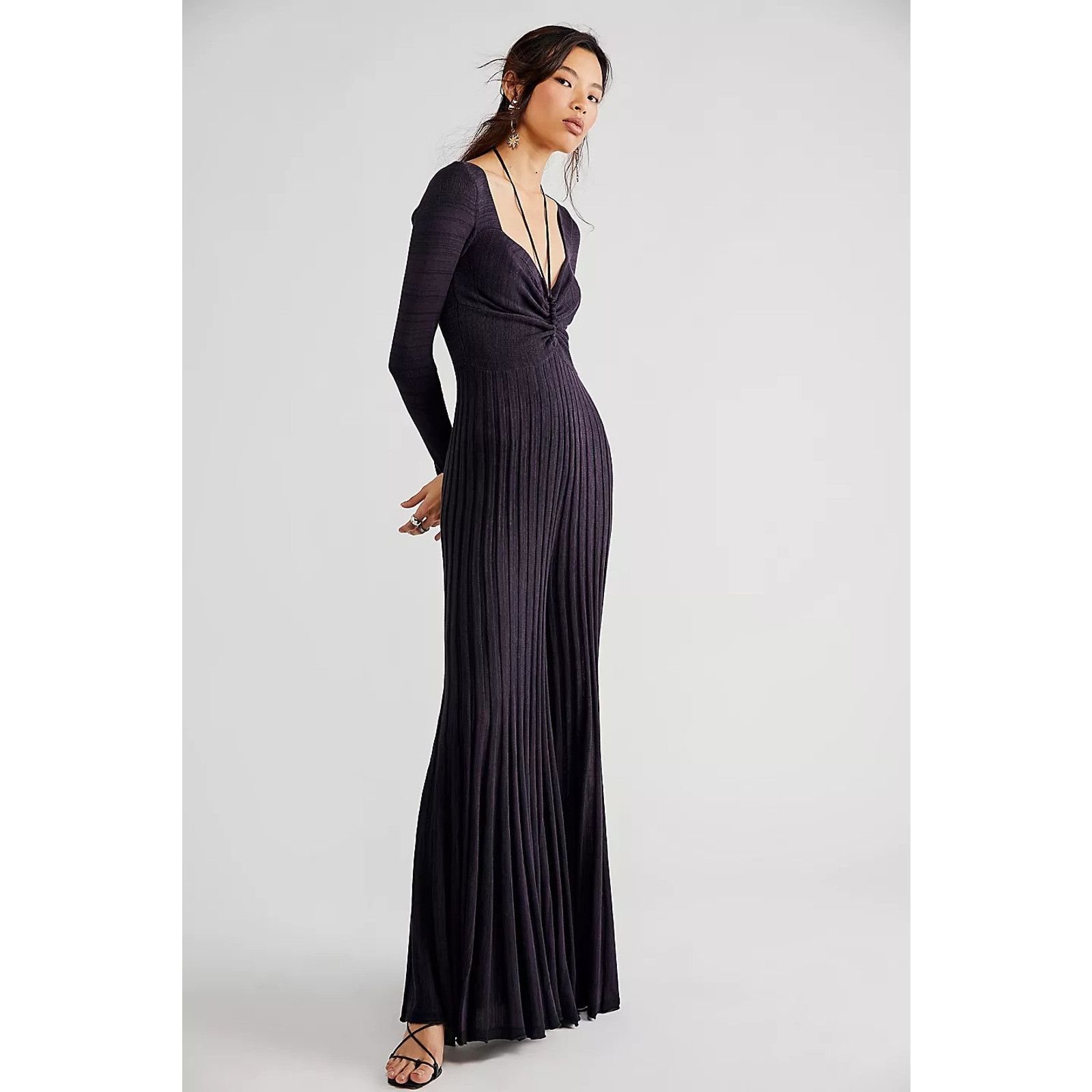 Free People New Free People Ladies Jumpsuit $168 XS Plum Ribbed Knit Size 26" / US 2 / IT 38 - 2 Thumbnail
