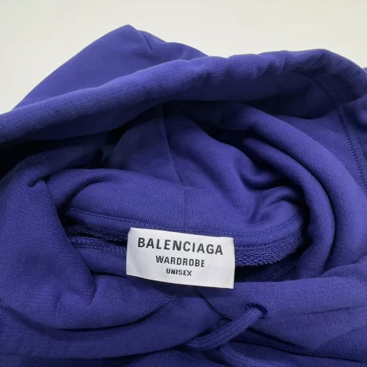 Balenciaga Balenciaga Balenciaga Logo Embroidered Hoodie in Deep Blue Size US M / EU 48-50 / 2 - 6 Thumbnail