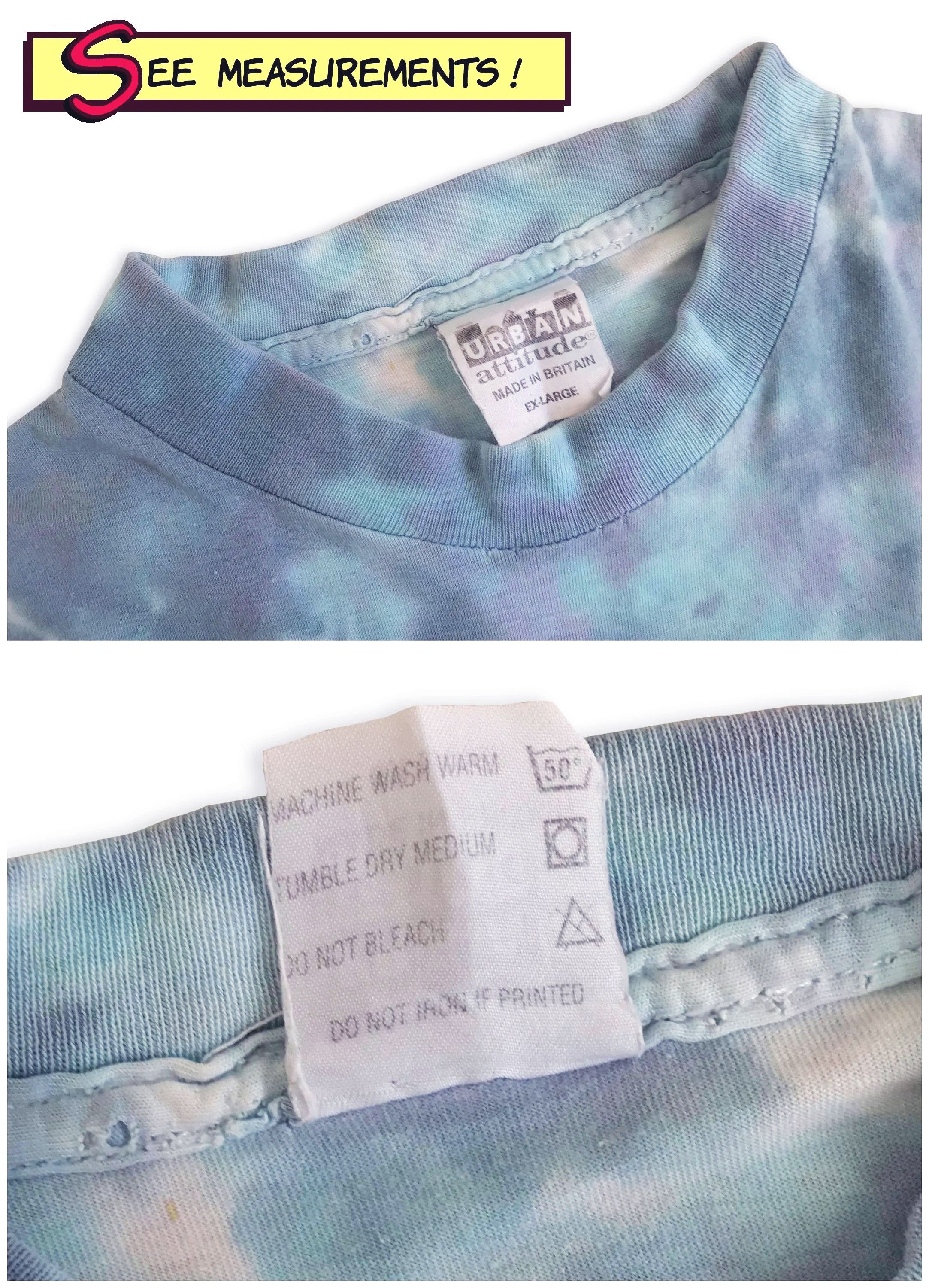 Vintage 90s URBAN ATTITUDE Skull Tie Dye Shirt Singe Stitch Skate Size US XL / EU 56 / 4 - 8 Thumbnail