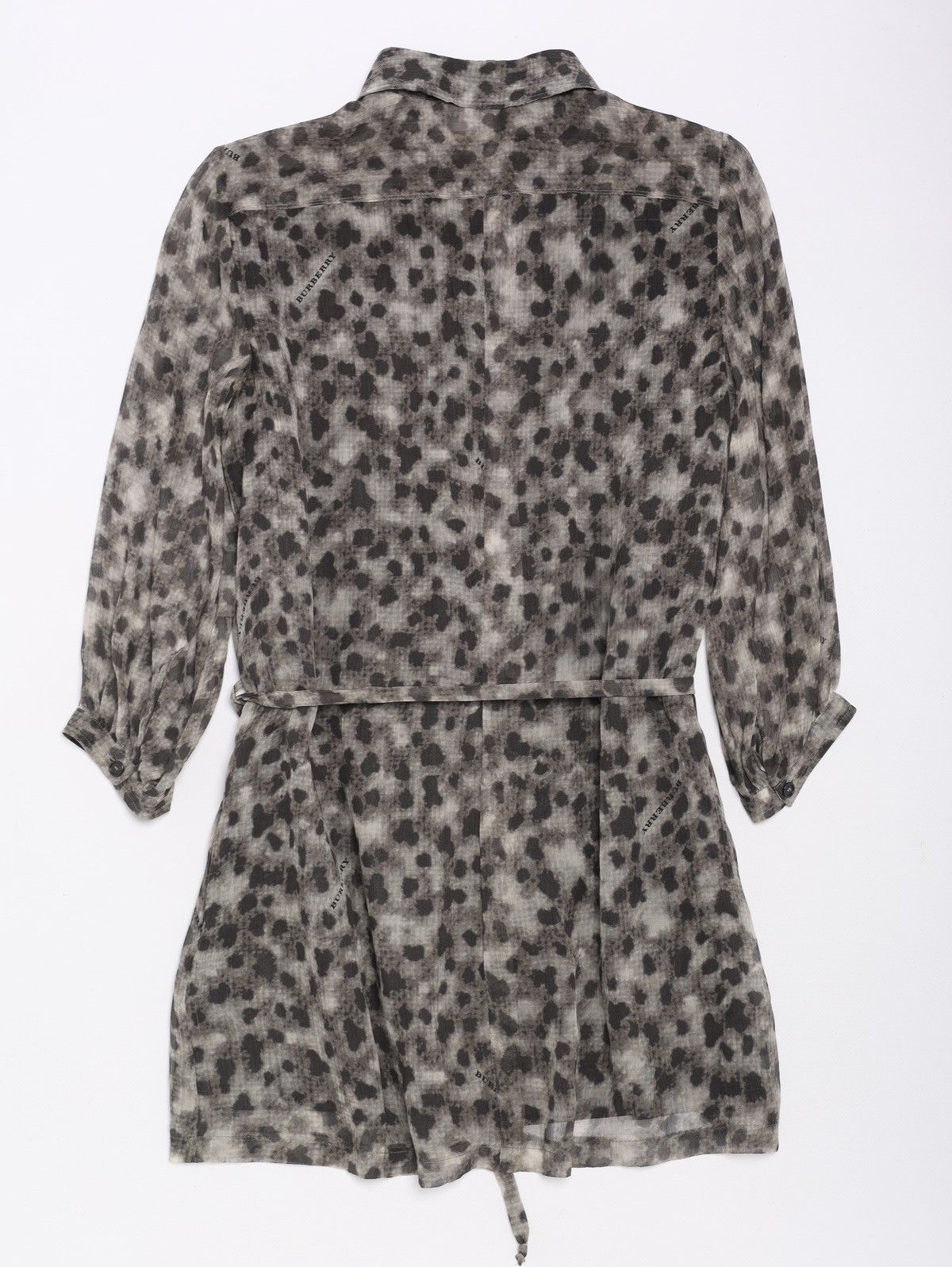 Burberry Burberry Silk Dress Grey Black Printed Belted Dress Size S / US 4 / IT 40 - 2 Thumbnail