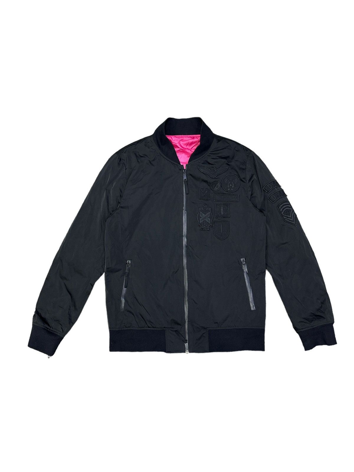 image of Dsquared2 Dsquared Dan Dean Multipatches Bomber Jacket in Black, Men's (Size Large)