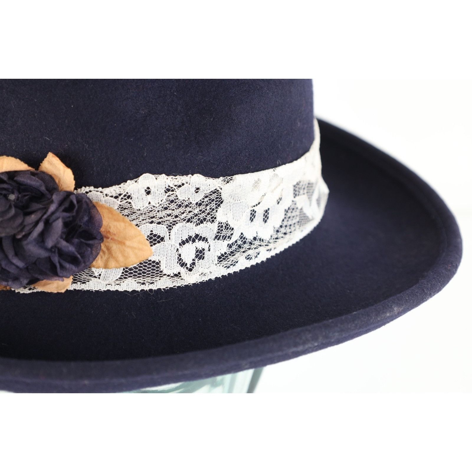 Vintage Vintage 60s Streetwear LaceFlower Felt Wool Wide Brim Hat Size ONE SIZE - 3 Thumbnail