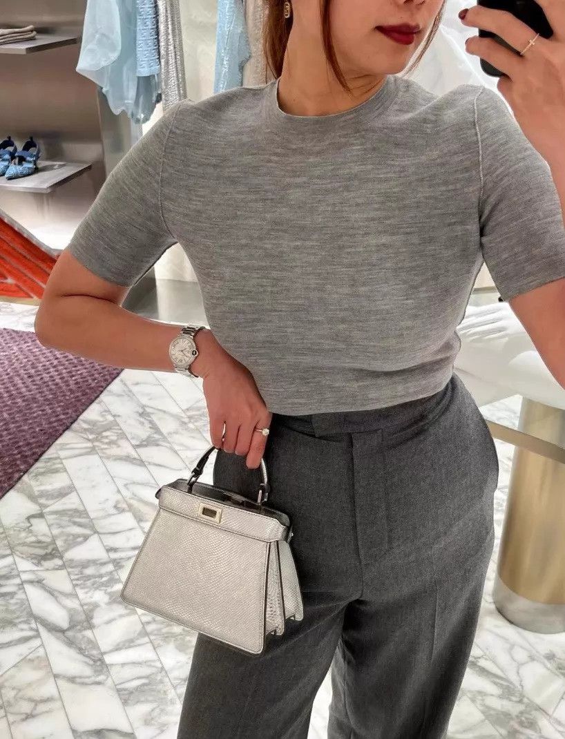 Fendi Fendi FF Gray Double-Sided Knit Short-Sleeve Size XS / US 0-2 / IT 36-38 - 7 Thumbnail