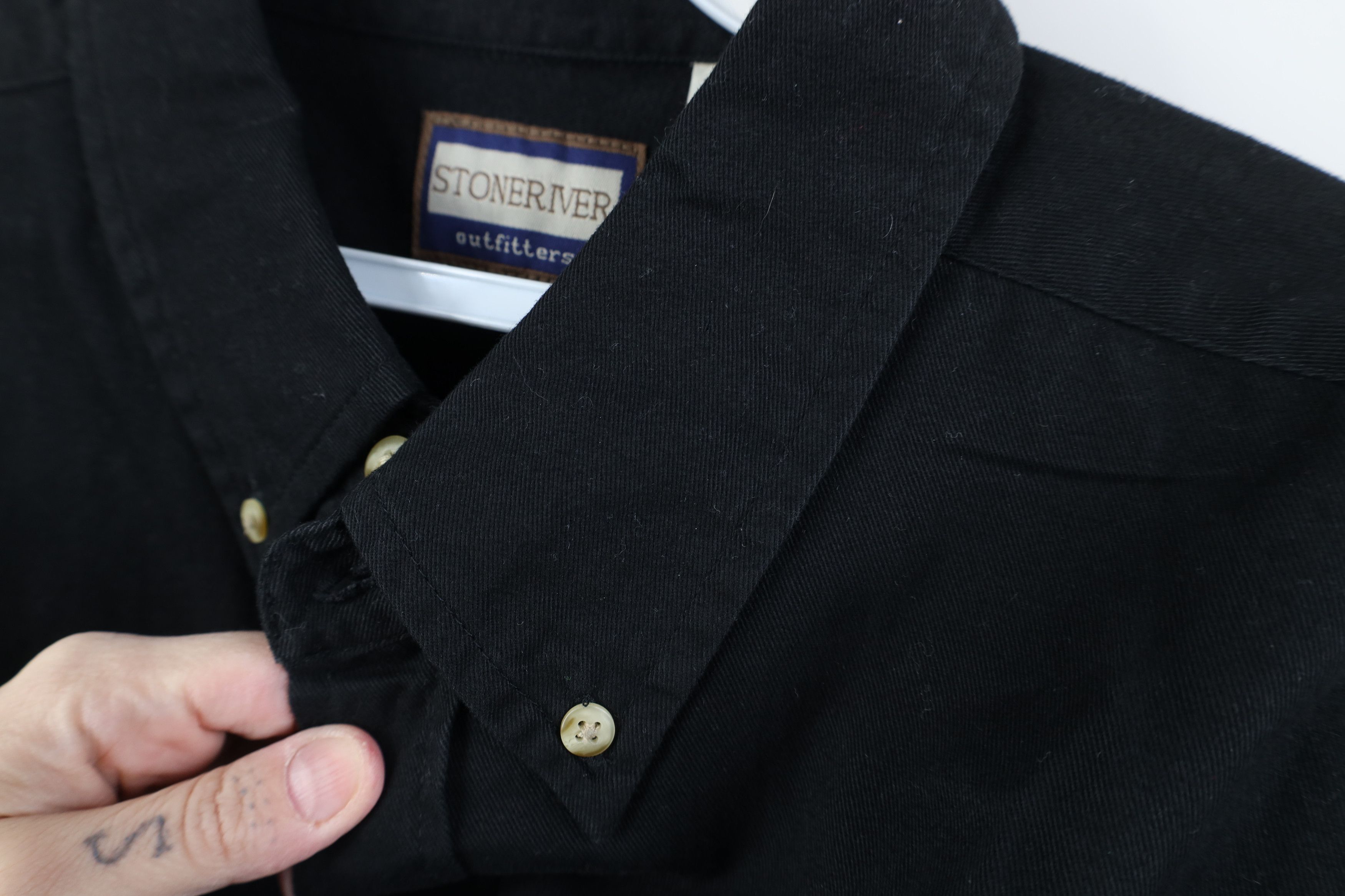 Vintage Vintage 90s Streetwear Cotton Twill Button Down Shirt Black Size US XL / EU 56 / 4 - 4 Thumbnail