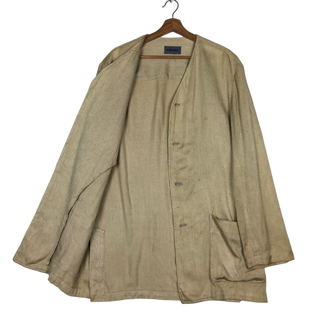 Japanese Brand 🔥Vintage Kenzo Y Collar Chore Jacket Issey Miyake Design Size US M / EU 48-50 / 2 - 11 Thumbnail
