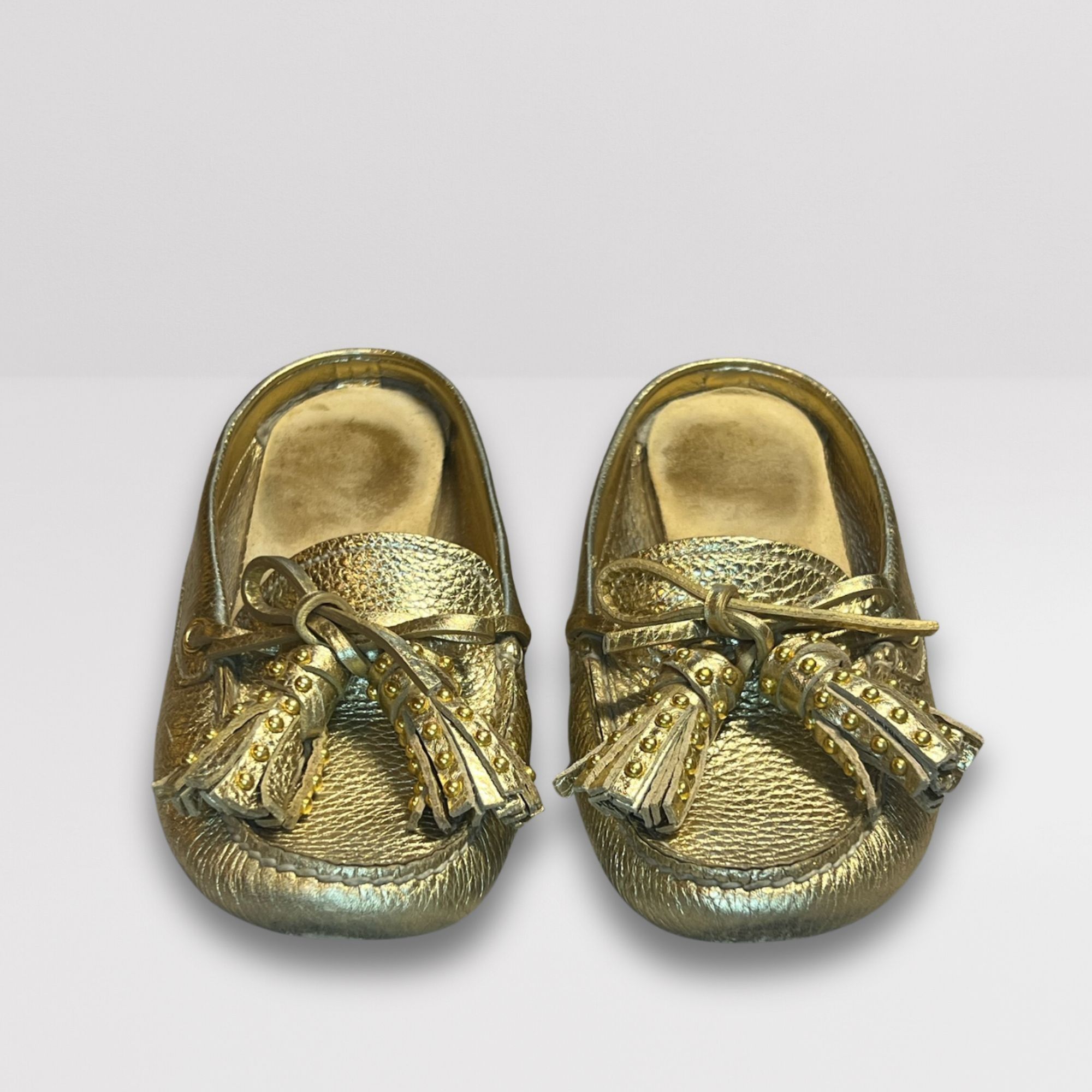 Car Shoe Gold Car Shoe Grained-Leather Driving Moccasins With Tassel Size US 7.5 / IT 37.5 - 2 Thumbnail