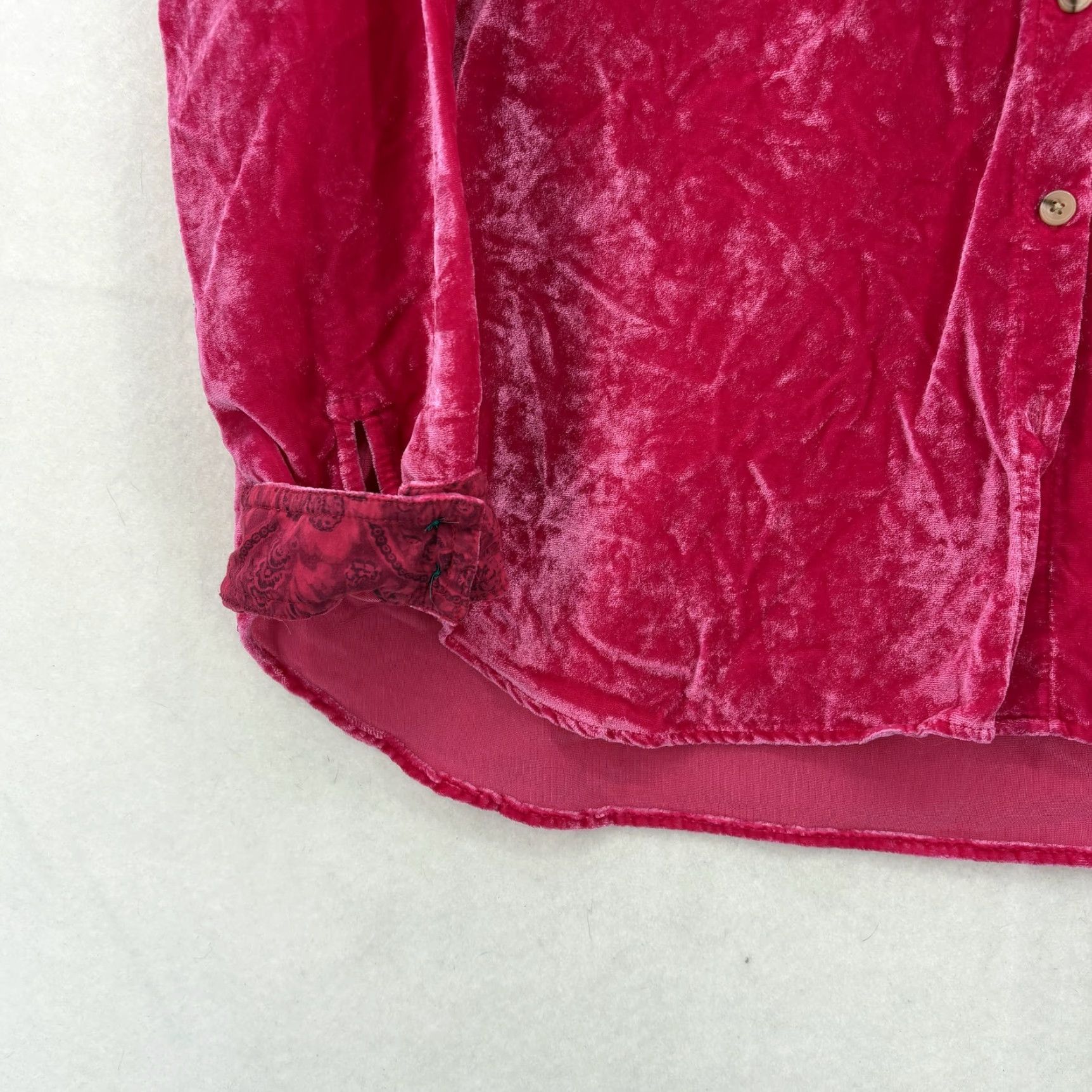 Vintage Pilcro The Hadley Velvet Button-Down Shirt Womens 14 Pink Relaxed Shirt Size XL / US 12-14 / IT 48-50 - 4 Thumbnail