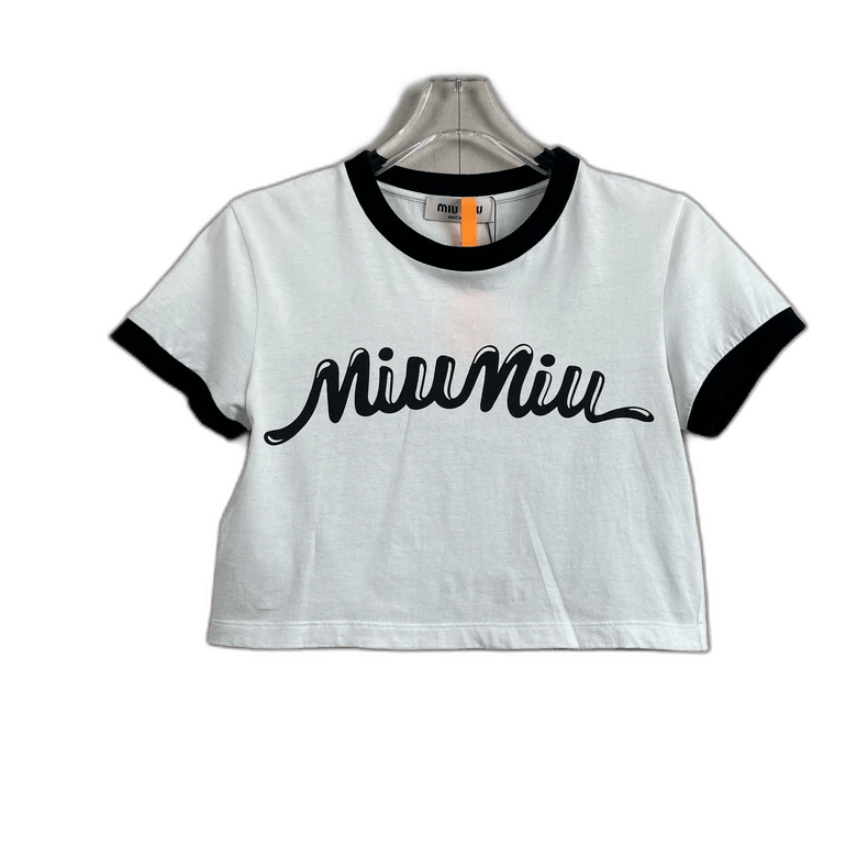 Miu Miu MiuMiu Short Logo Crop Top XS Size XS / US 0-2 / IT 36-38 - 1 Thumbnail