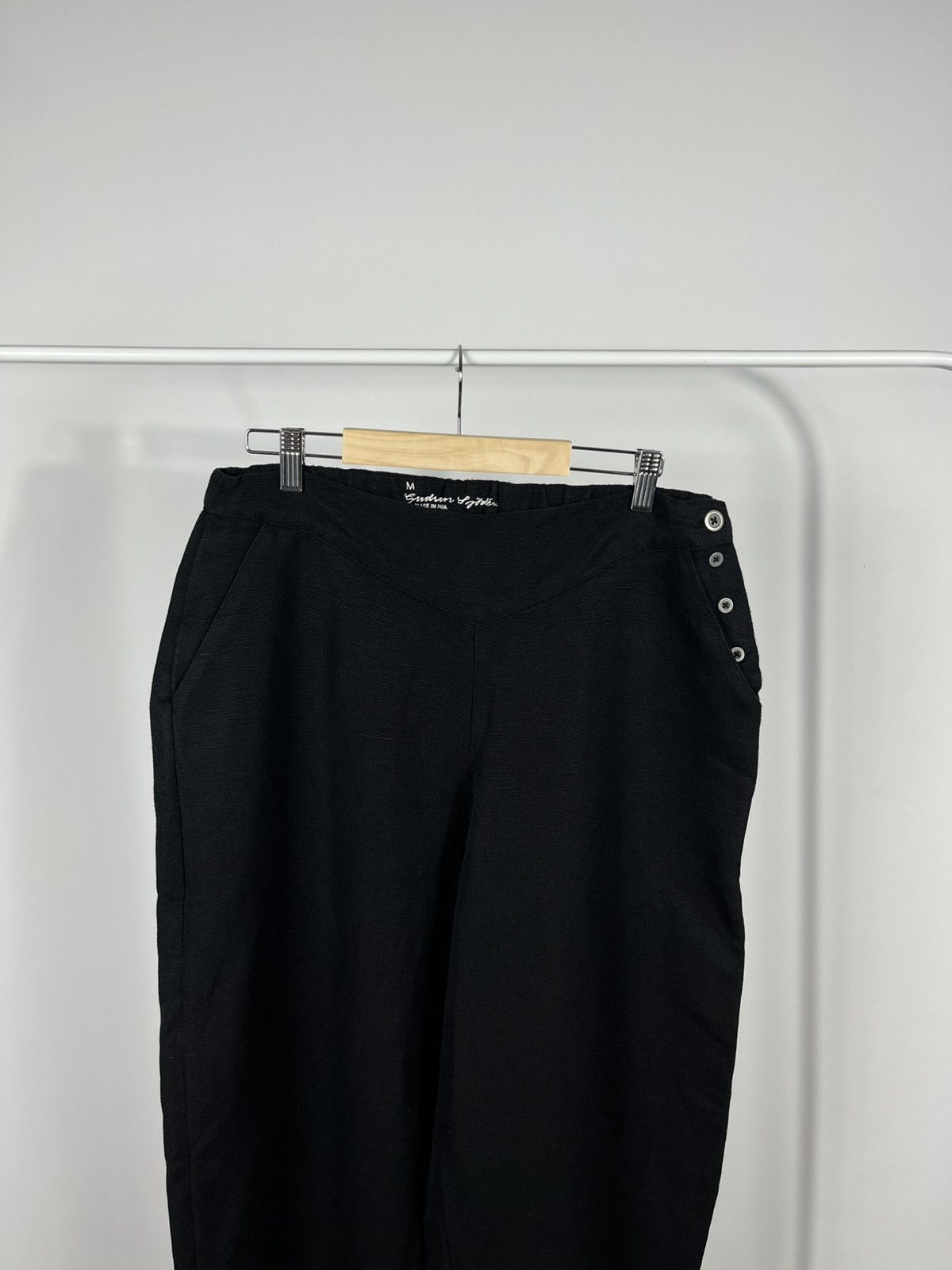 Gudrun Sjoden Gudrun Sjödén Black Baggy Linen Pants Organic Cotton Blend Size 28" / US 6 / IT 42 - 3 Thumbnail