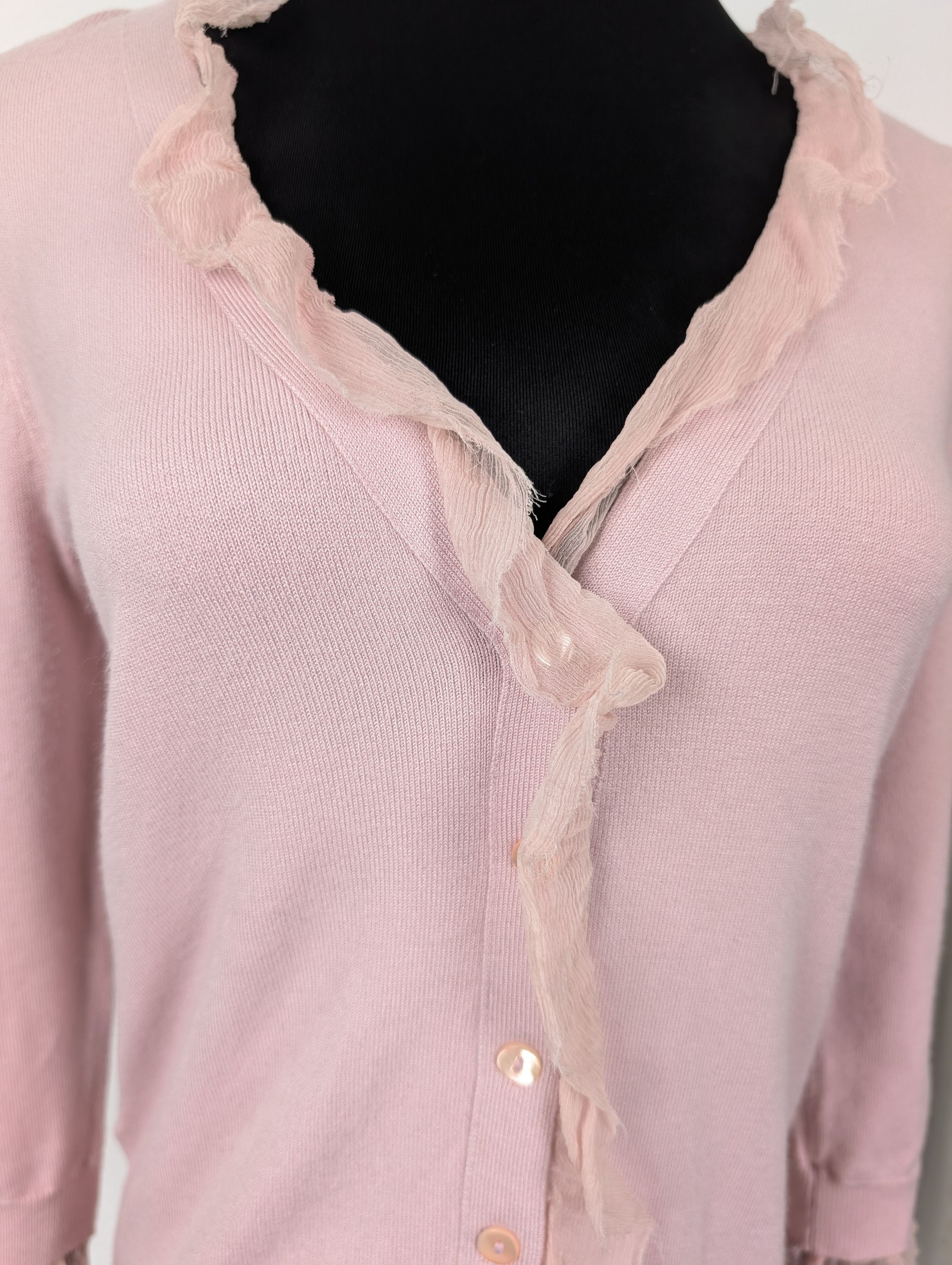 Moschino Pink Mid-sleeves Cardigan with Ruffles Trimming Size S / US 4 / IT 40 - 3 Thumbnail