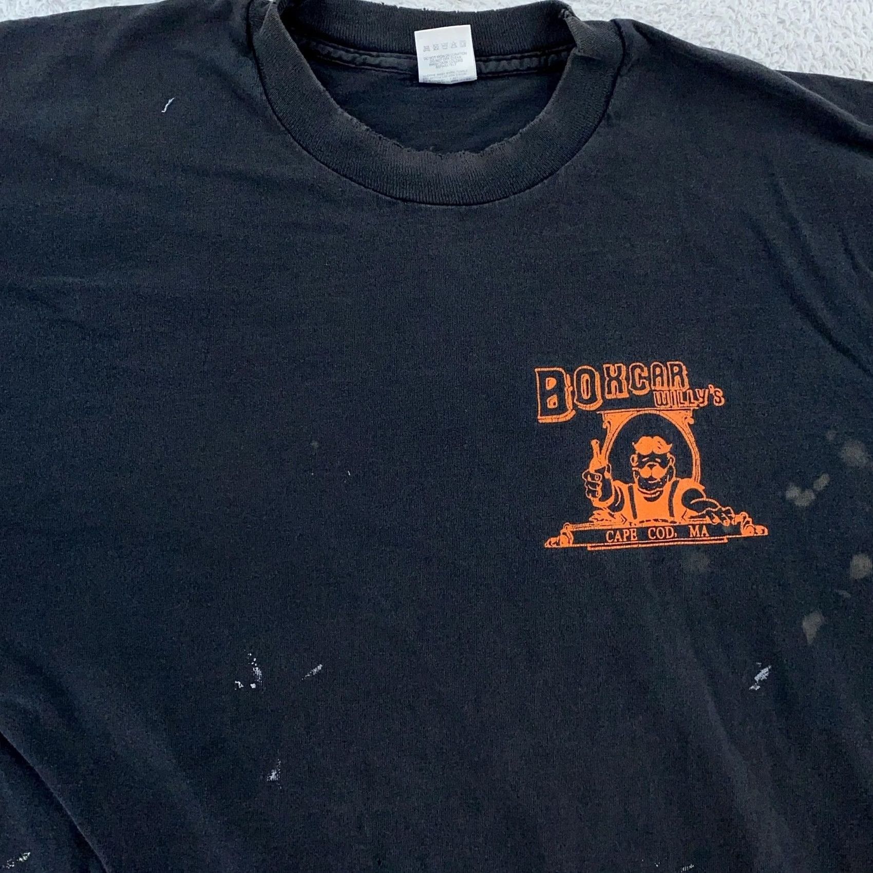 Fruit Of The Loom VINTAGE Distressed Boxcar Willy's T-Shirt Large Black Men Cotton Crew Neck Graphic Print Short Sleeve 90s Bar Size US L / EU 52-54 / 3 - 3 Thumbnail