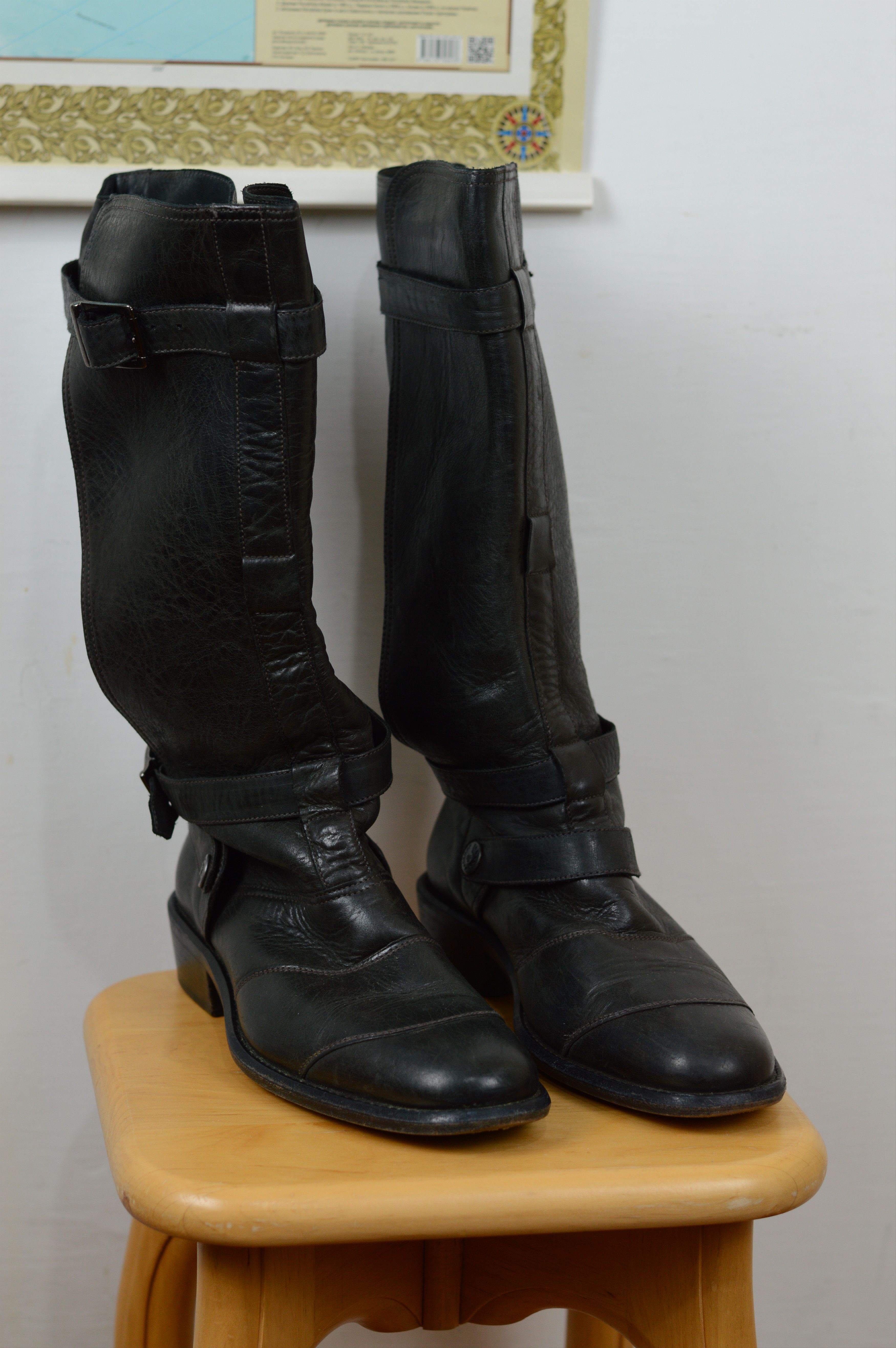 Belstaff Belstaff Taupe Leather Motorcycle Boots Buckle Block Heel Size US 10 / IT 40 - 4 Thumbnail